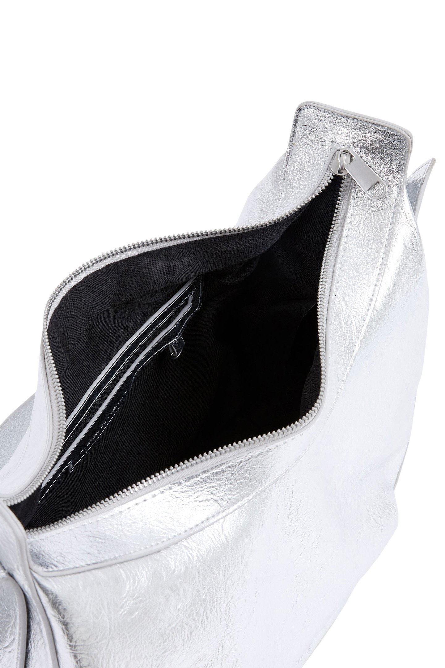 LARGE CROSS BODY BAG METALLIC SILVER 3