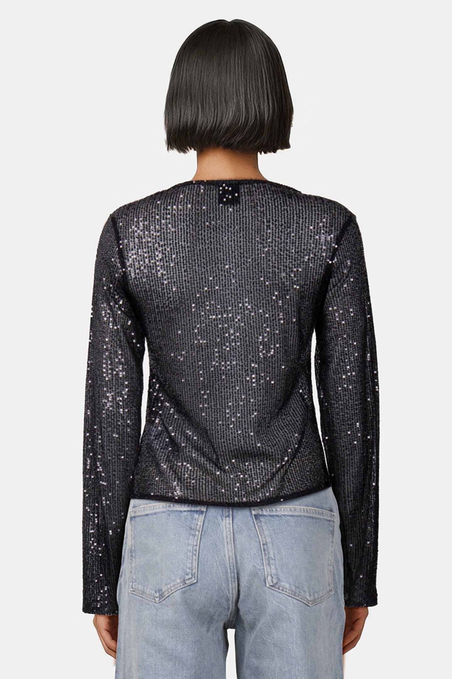 LADIES SEQUINS LONGSLEEVE BLACK 2