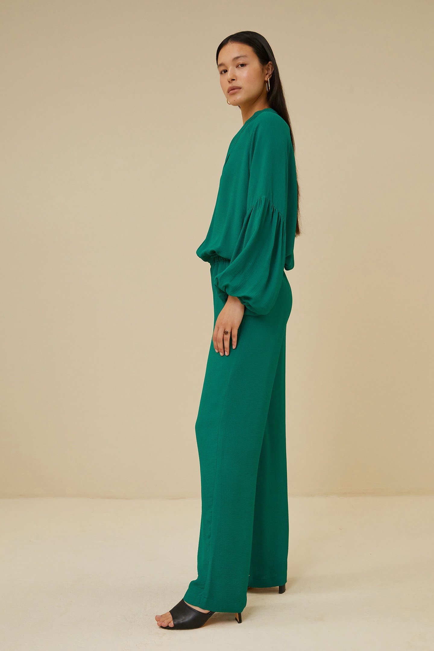 ROBYN SATIN STRIPE PANT EVERGREEN 4