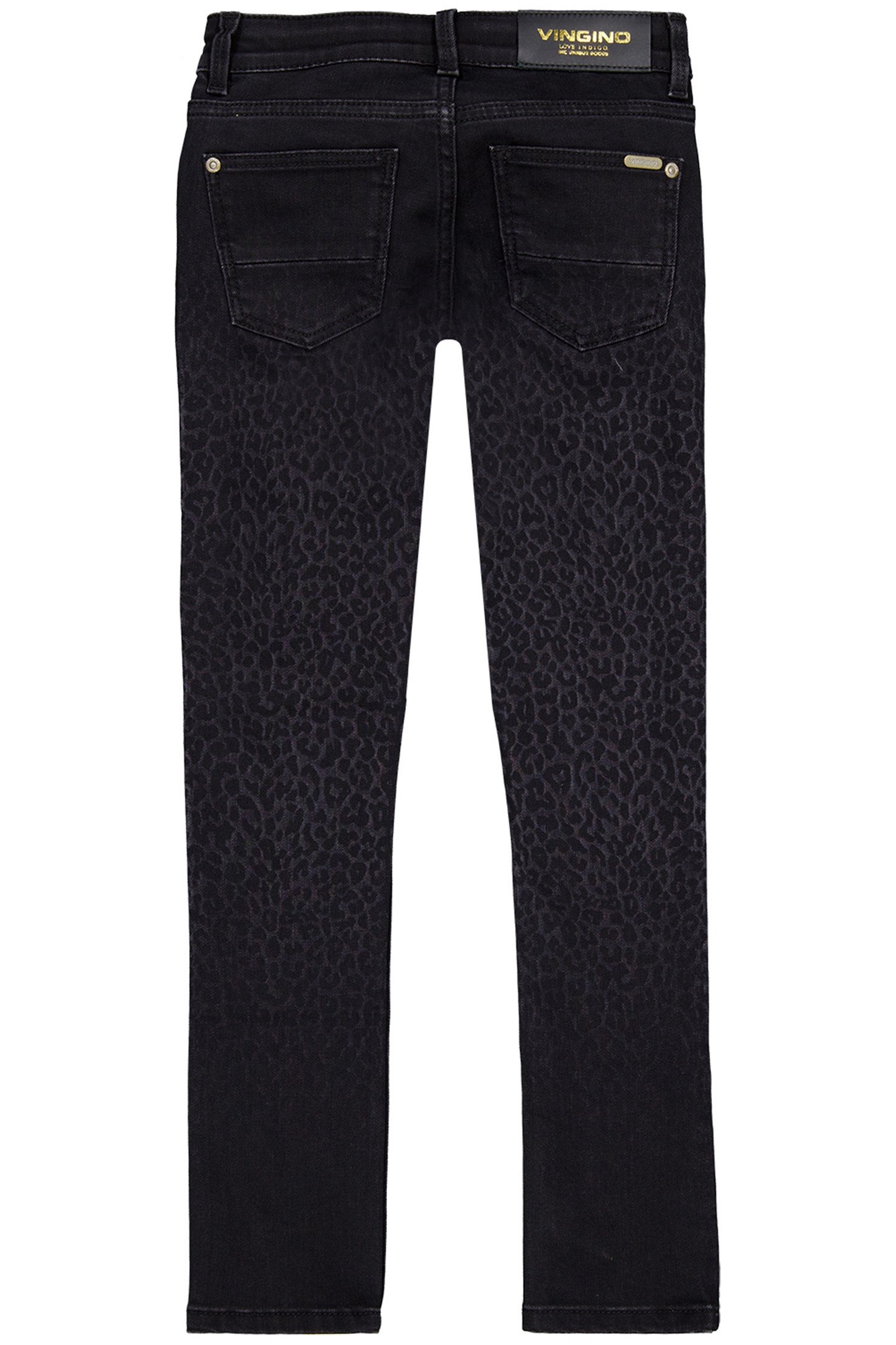 GIRL'S AMIA LEOPARD JEANS BLACK 2