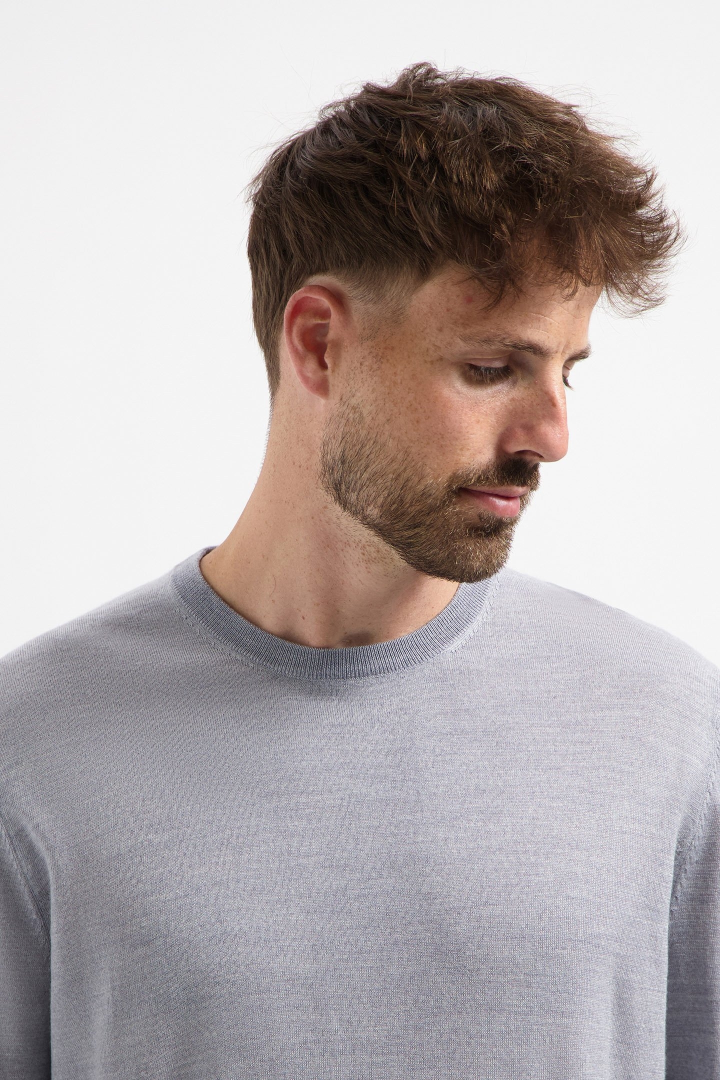 CREW NECK 100% MERINO MOONSTONE GREY 5