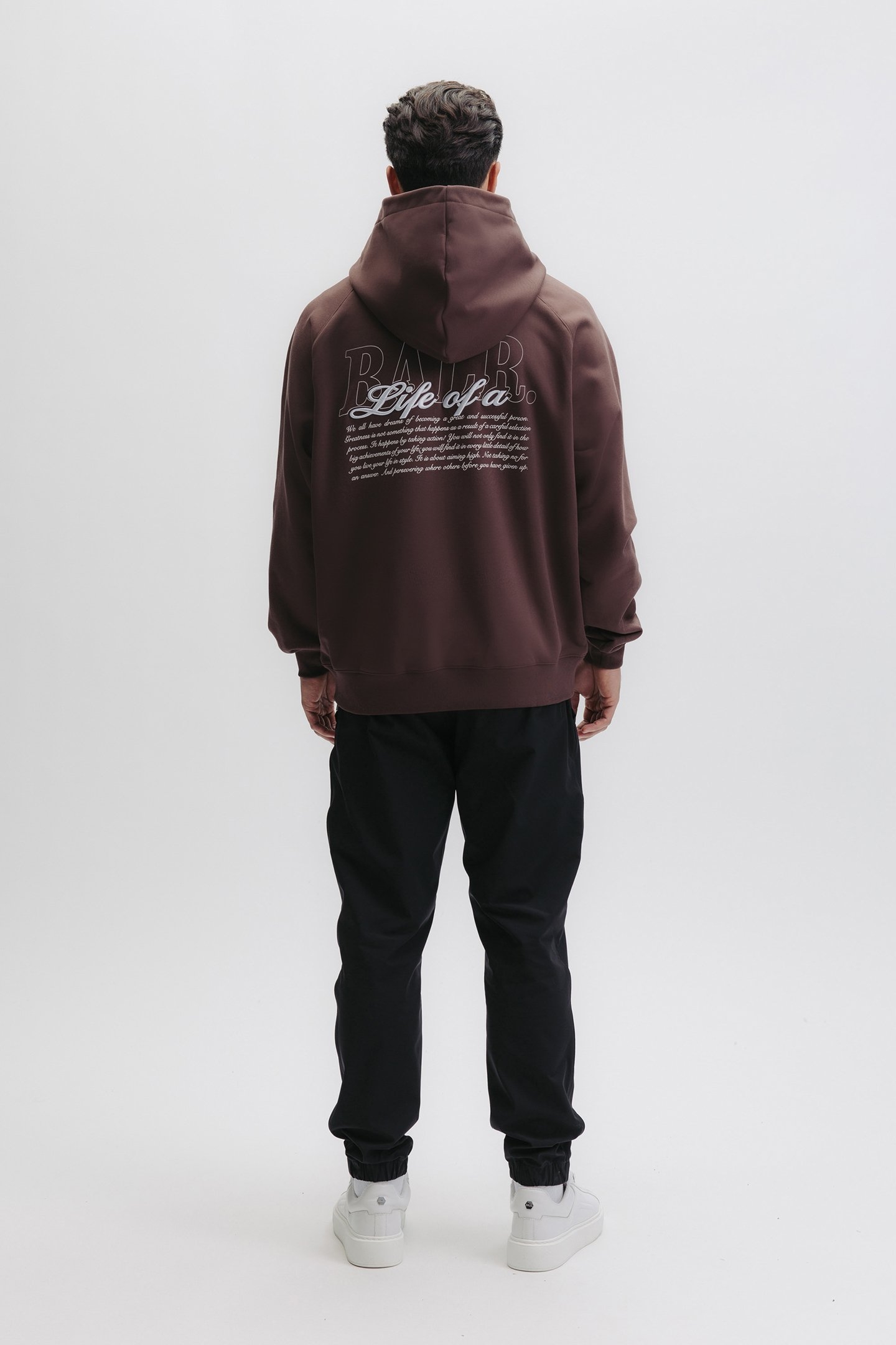 SCRIPT RELAXED FIT HOODIE DEEP BROWN 2