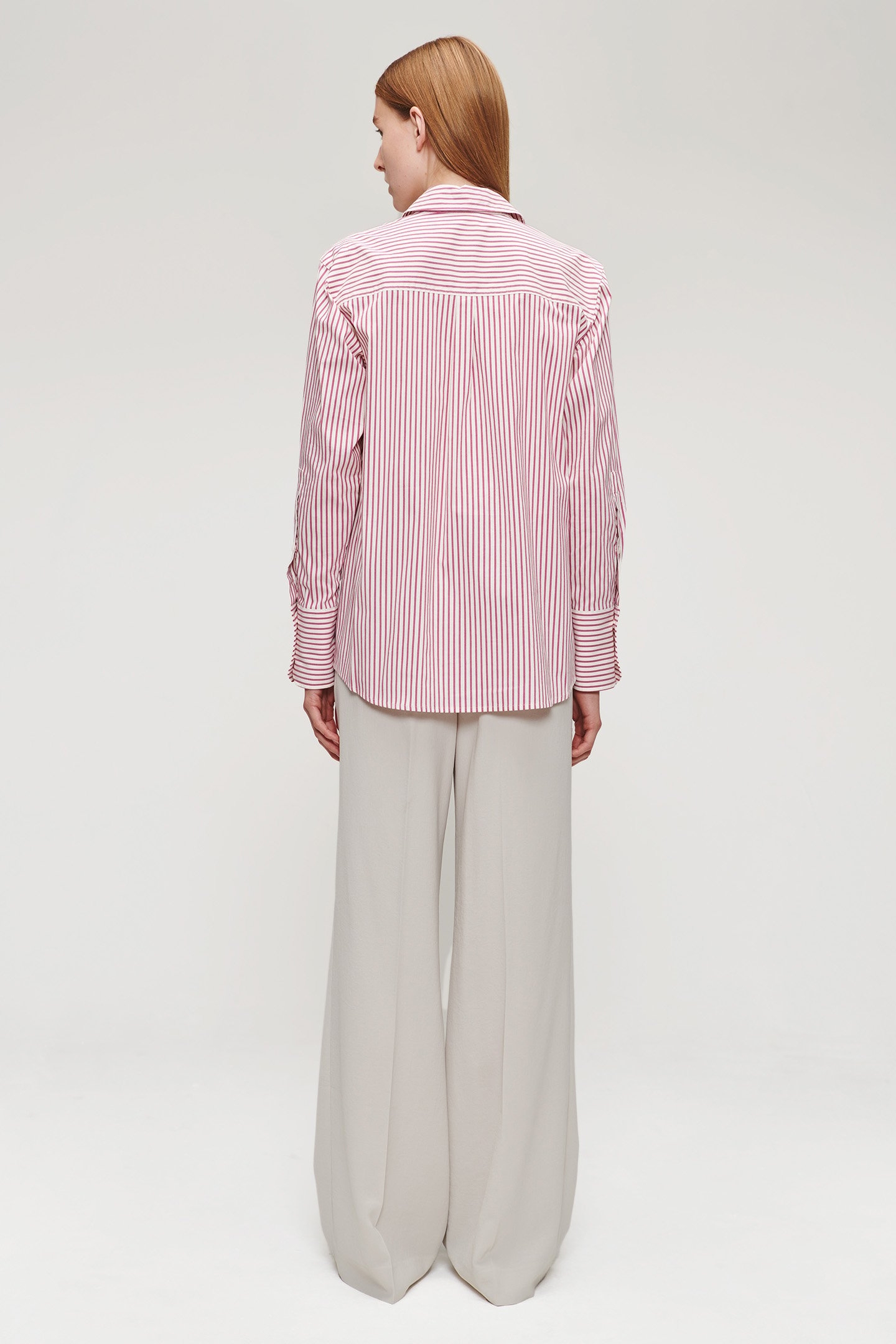 SOFT COTTON MIX STRIPPED SHIRT PLUM 4