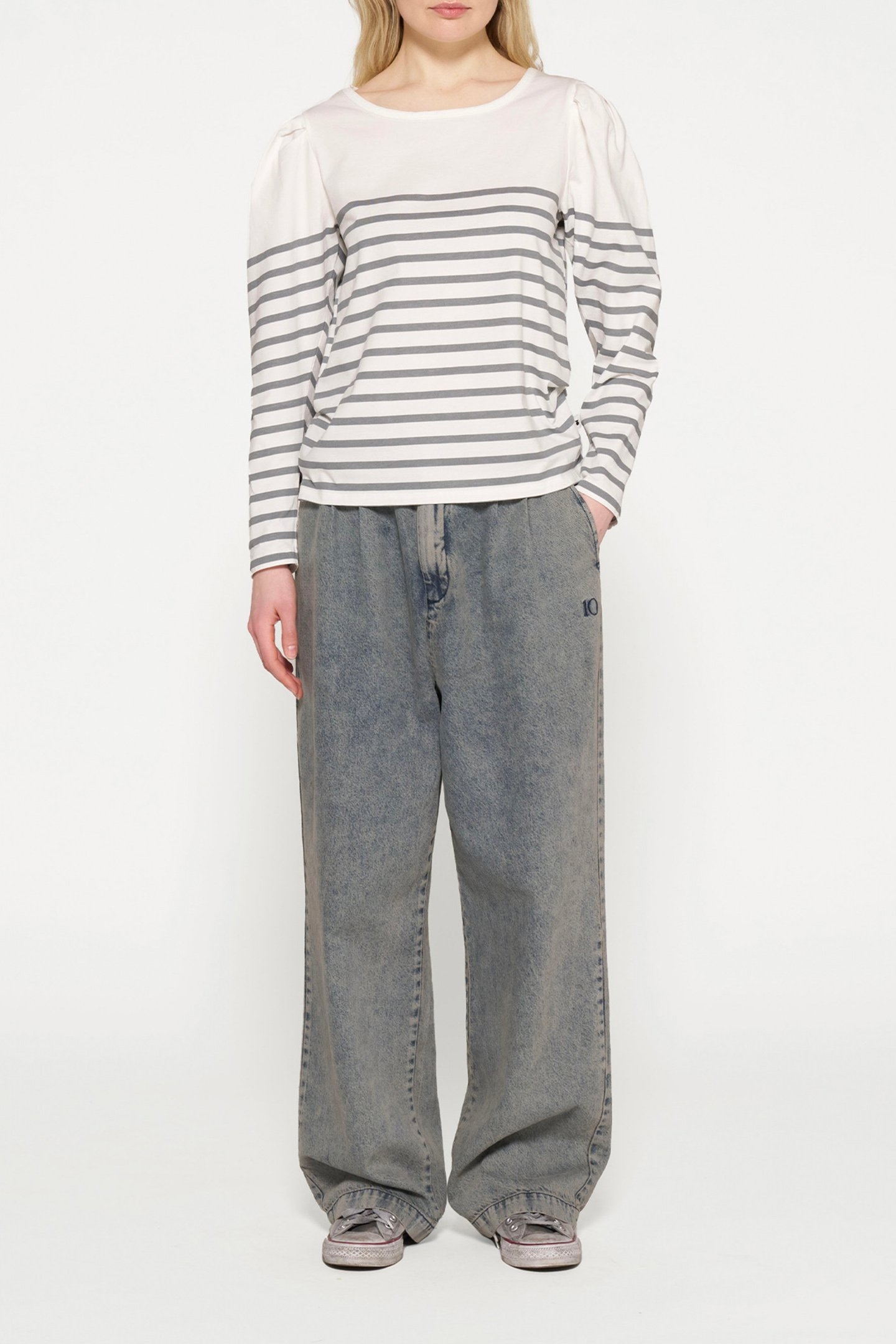 PUFF LONG SLEEVE TEE STRIPES ECRU/GRAPHITE 2