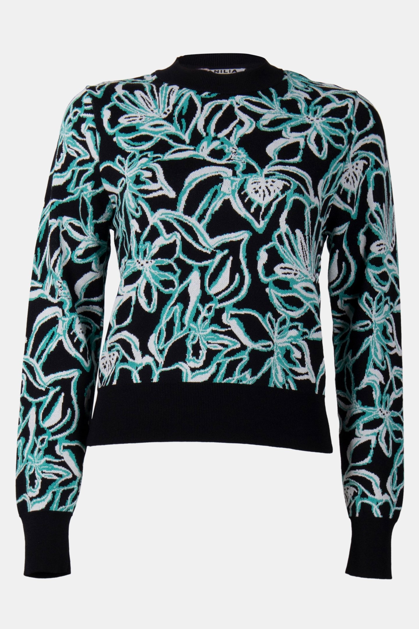 SWEATER FLORAL JACQUARD PULLOVER BLACK/NIGHT SKY/WHITE 3