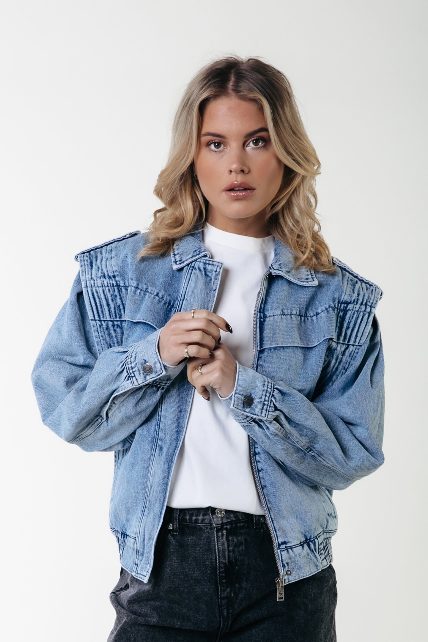 FREJA MULTISTITCH DENIM JACKET LIGHT BLUE DENIM 1