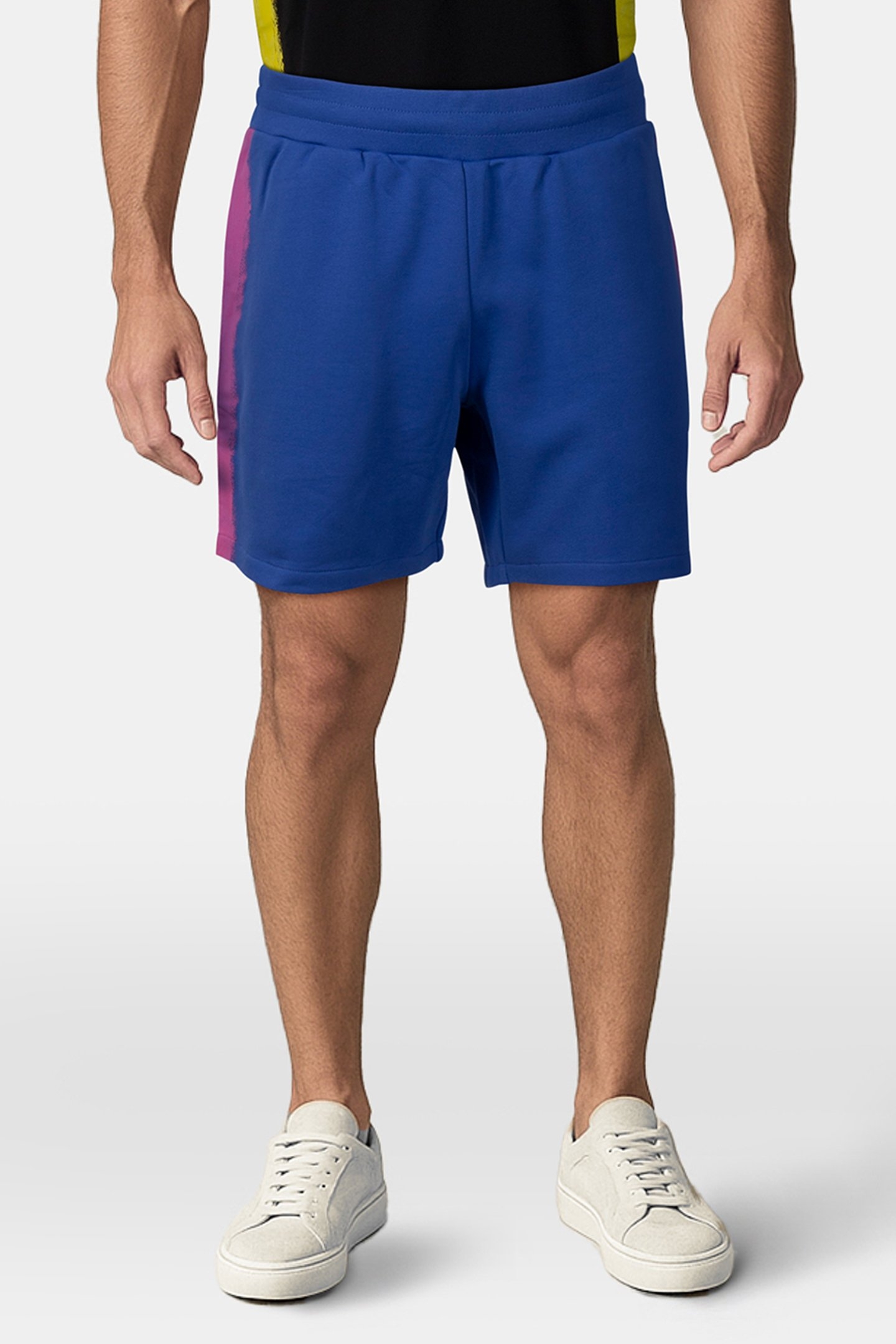 MOSCHINO PAINT ORGANIC FLEECE BERMUDA SHORTS BLUE 1