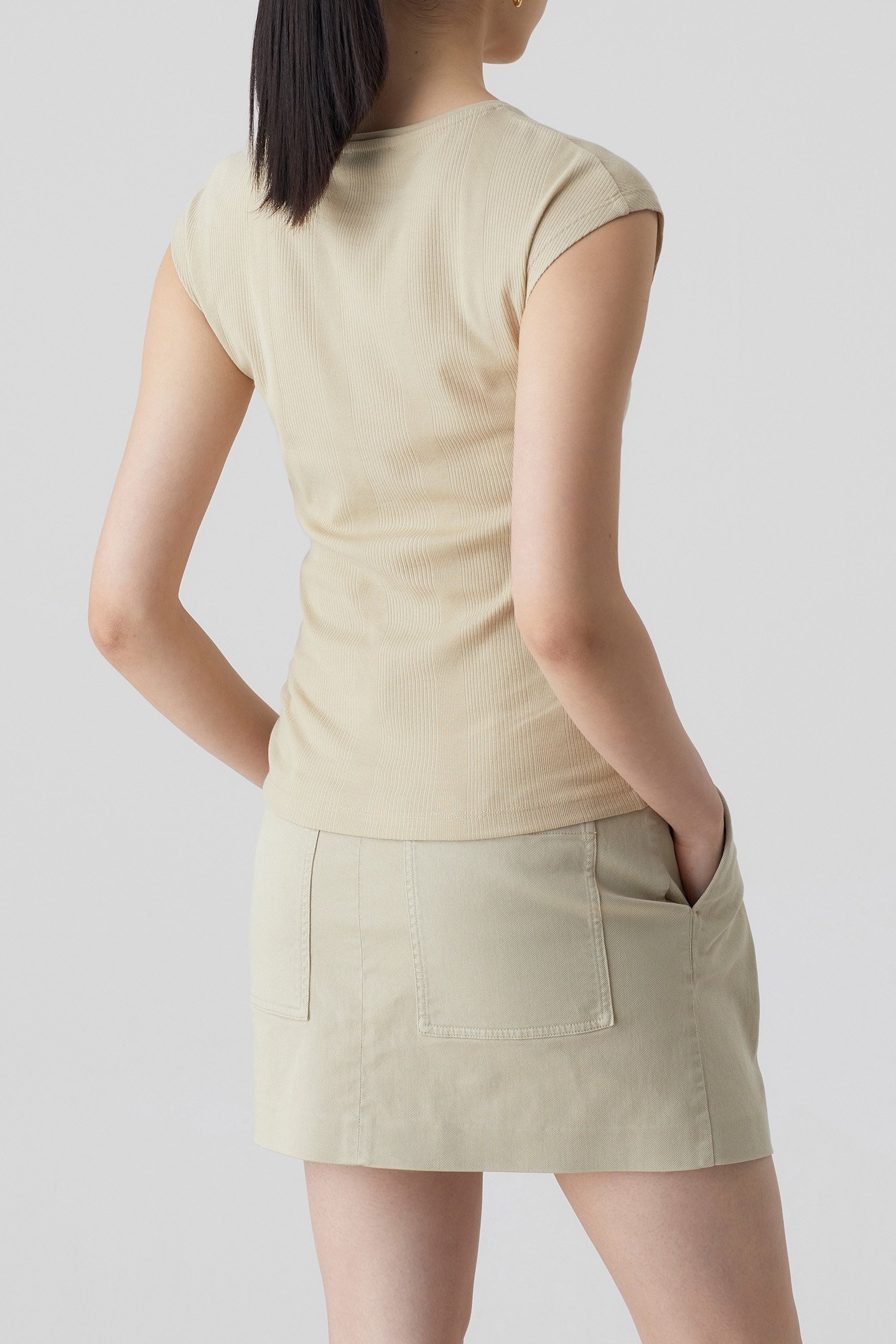 CAP SLEEVE TOP T-SHIRTS DESERT BEIGE 2