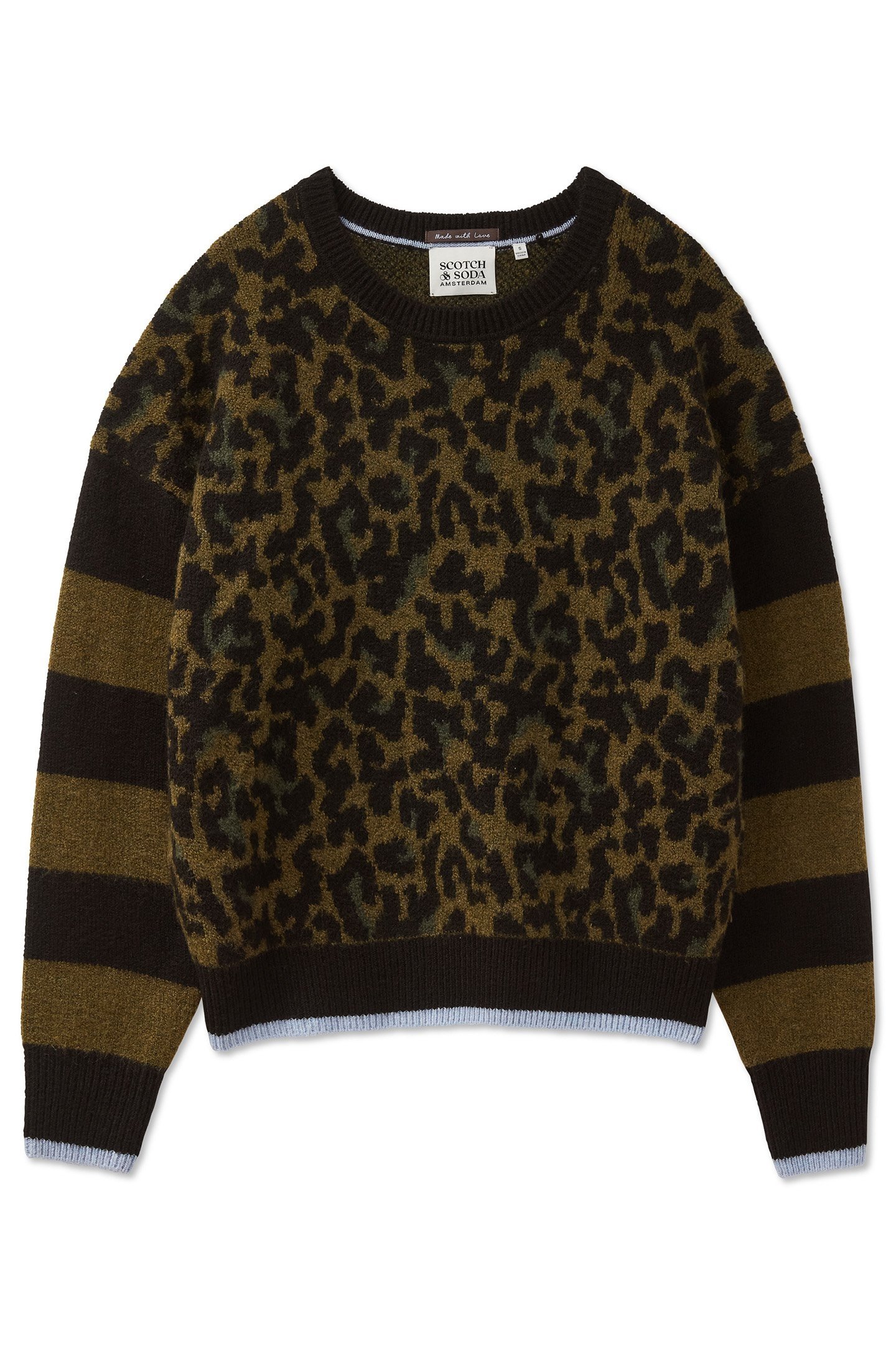 PULLOVER SWEATER MILITARY OLIVE/BLACK NIGHT/CHEETAH STRIPE 4