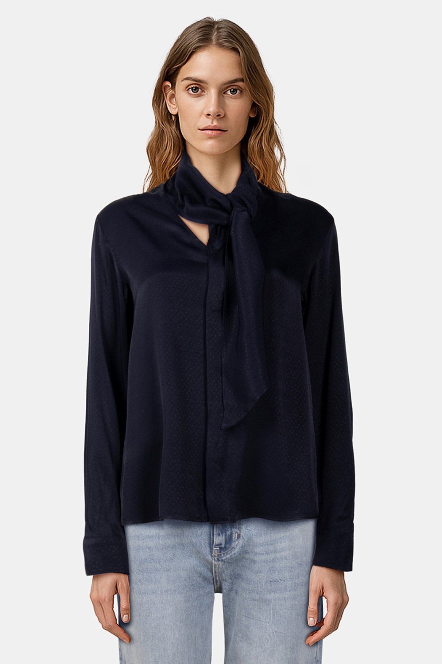 BOW SATIN BLOUSE SKY CAPTAIN 1