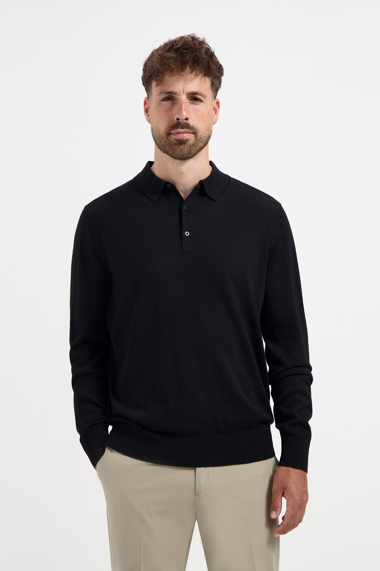 POLO LONG SLEEVE 100% MERINO BASALT BLACK 1