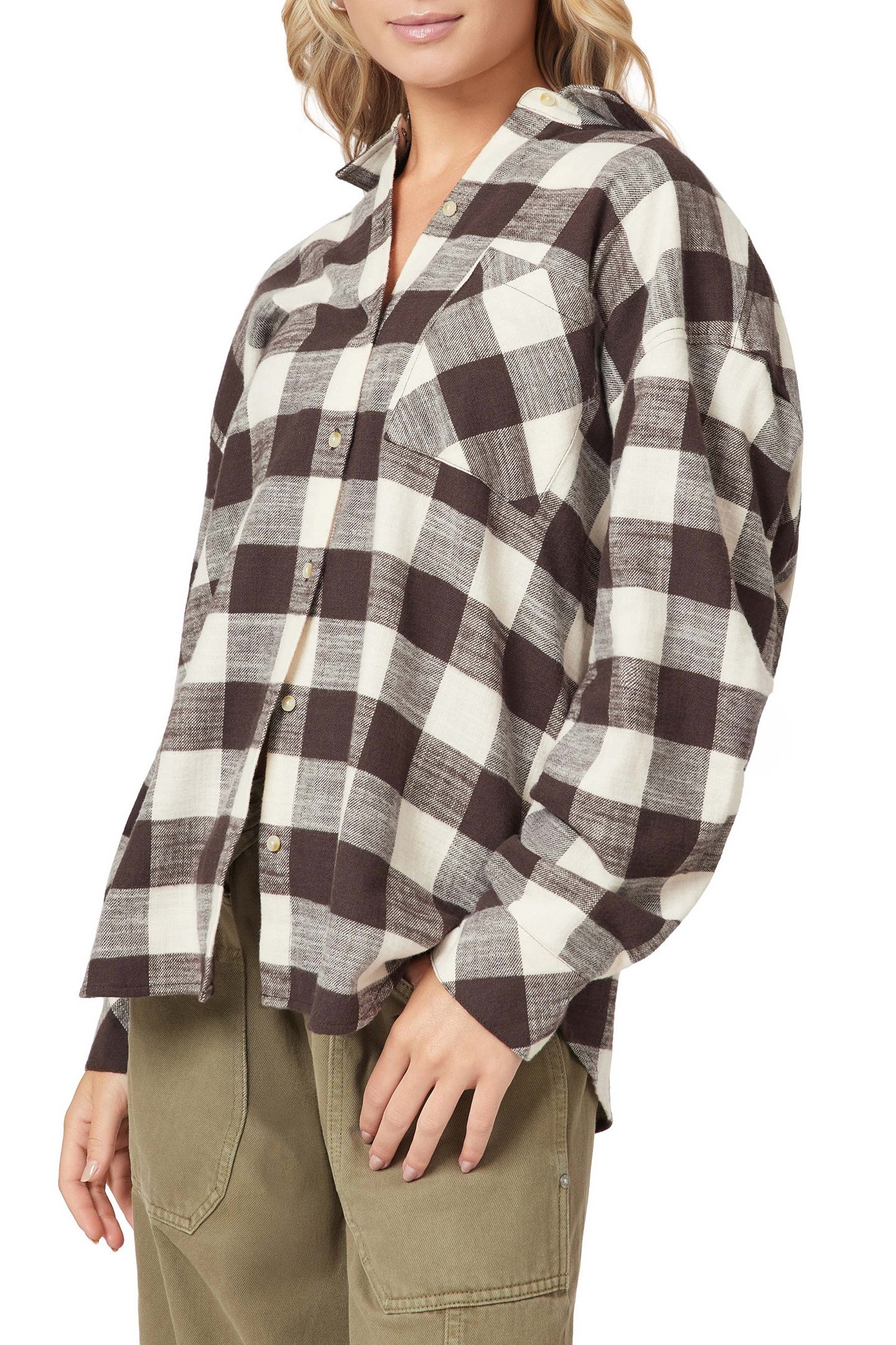 OVERSIZED SHIRT SEAL BROWN/BUFFALO CHECK 7