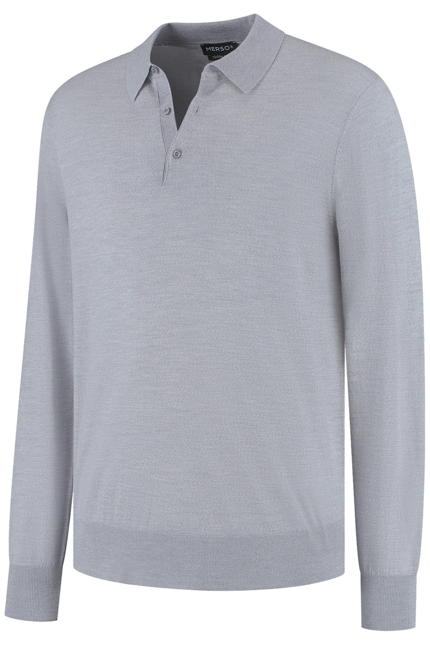 POLO LONG SLEEVE 100% MERINO MOONSTONE GREY 4
