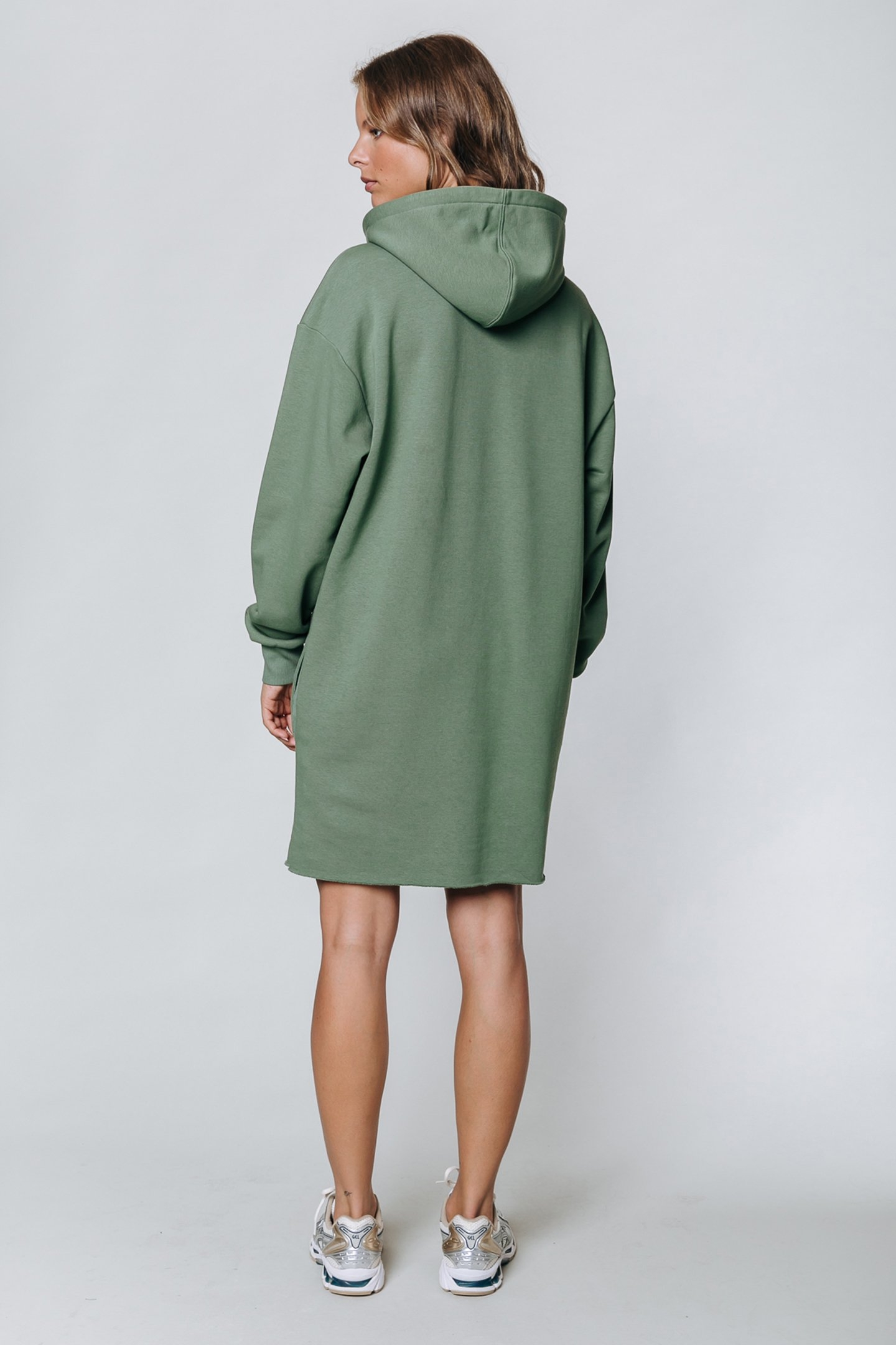 LOGO HOODIE DRESS DARK GREEN 2