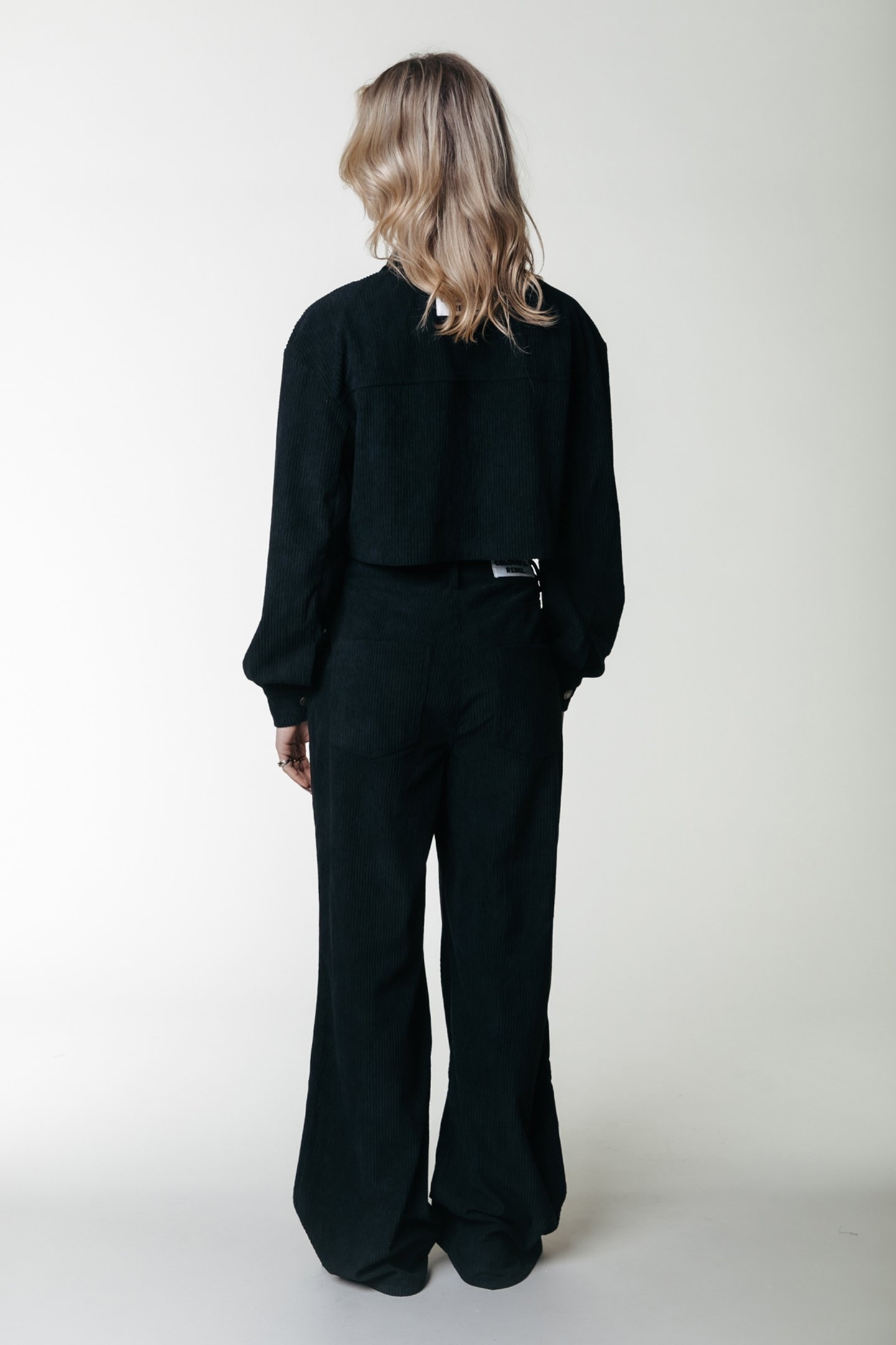 GAIAS CORDUROY HIGH RISE WIDE LEG PANTS BLACK 2