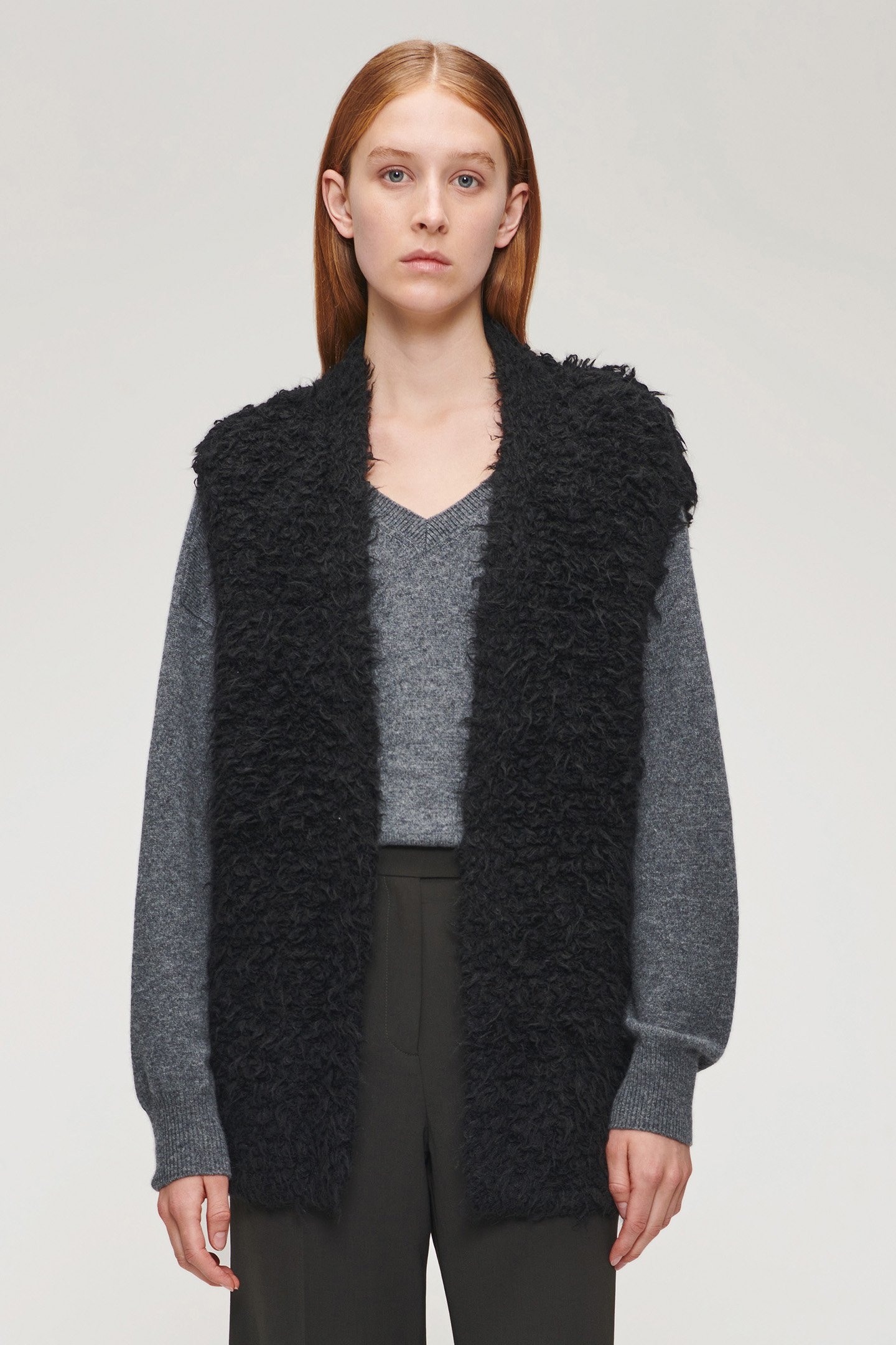 FURRY ALPACA KNITTED GILET BLACK 1