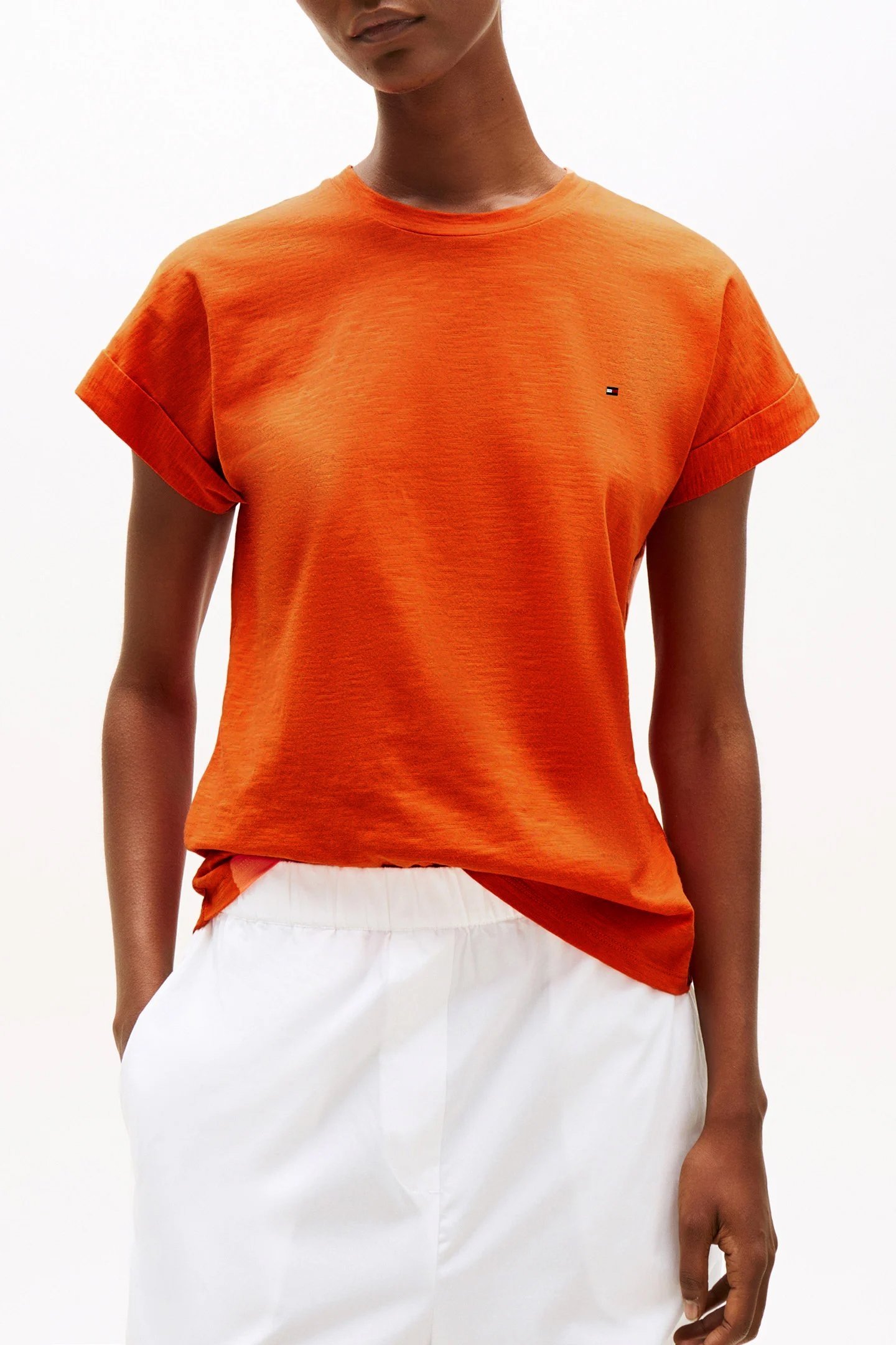 SLUB MDRN SLIM FIT T-SHIRT BRILLIANT ORANGE 1