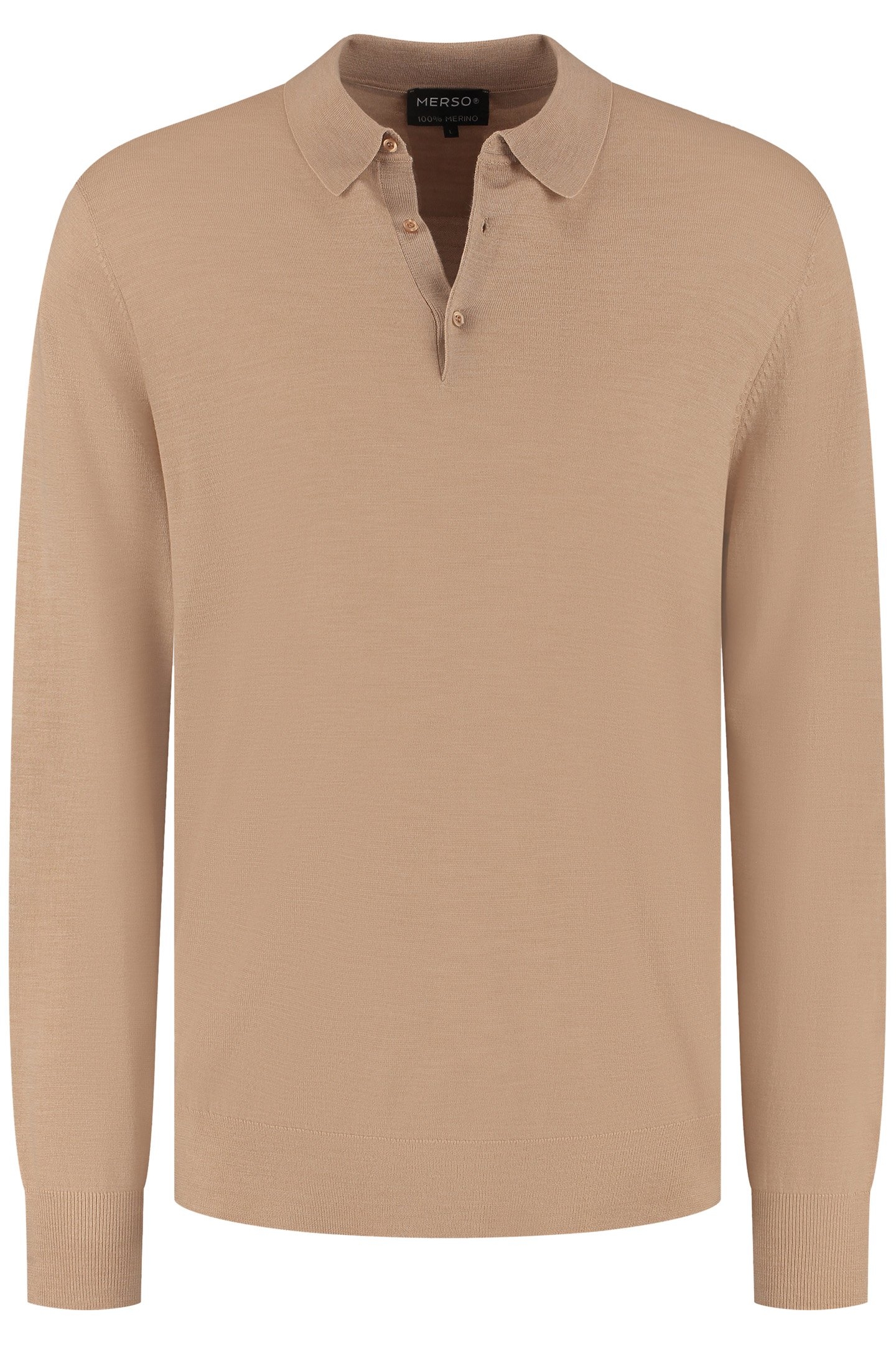 POLO LONG SLEEVE 100% MERINO SAHARA SAND 2
