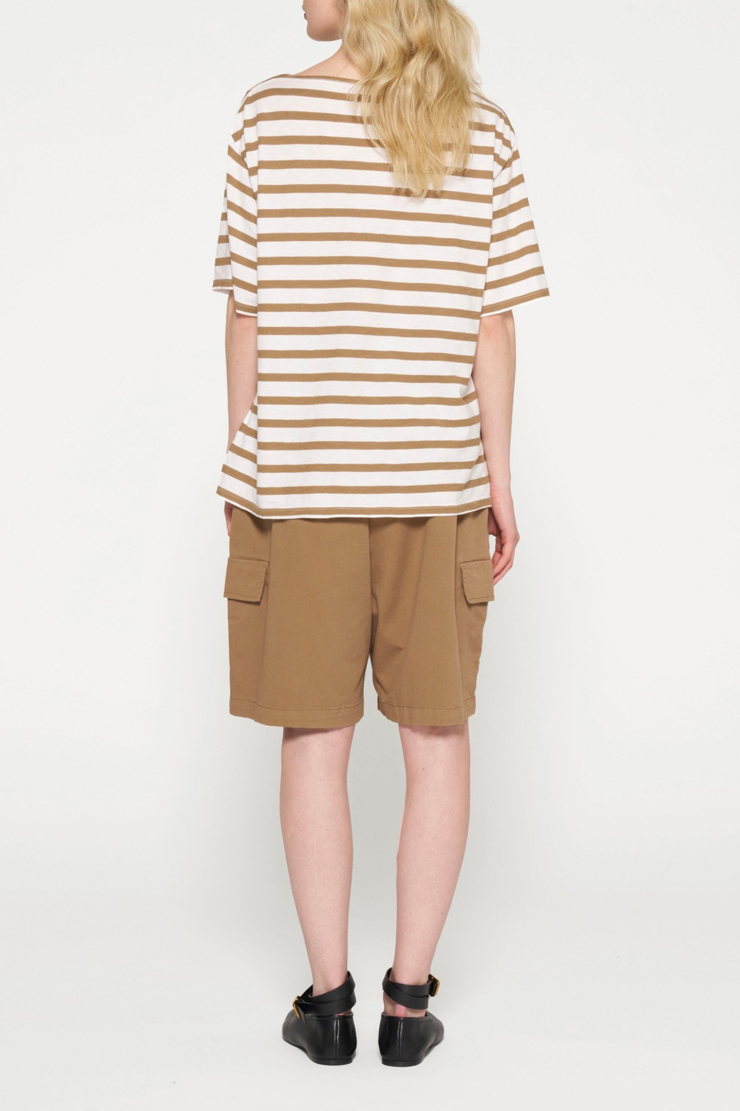 SHORT SLEEVE TEE STRIPES ECRU/CEDAR BROWN 3