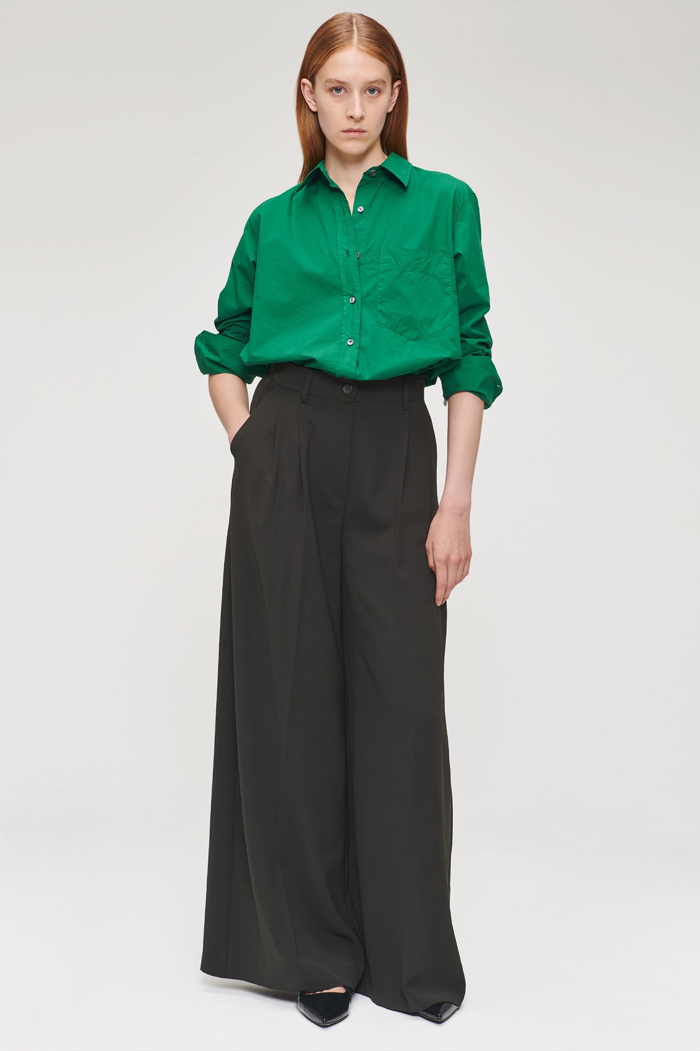 ORG COTTON BOYS SHIRT WARM GREEN 5