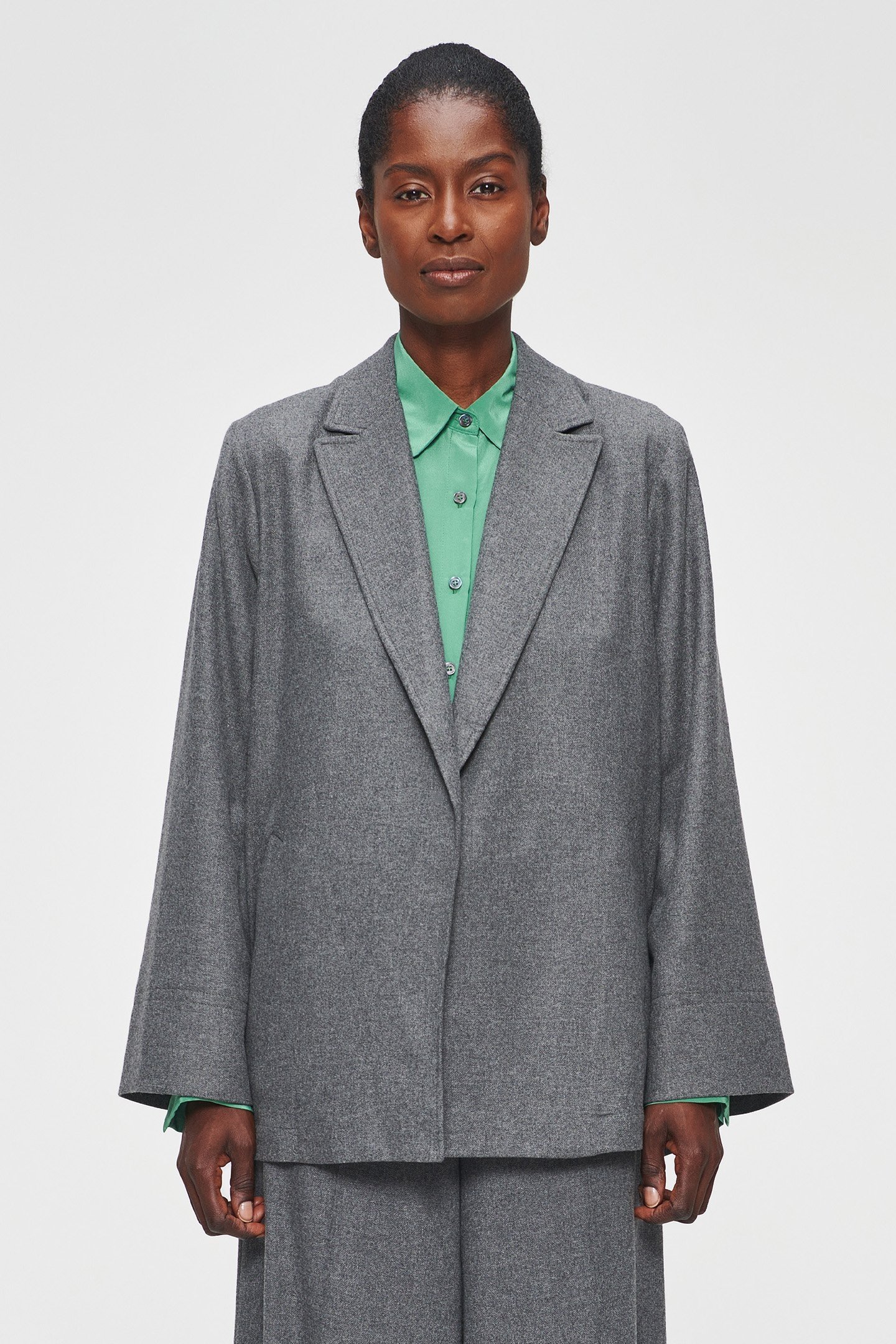 RELAXED FLANNEL JACKET STEEL GREY 3