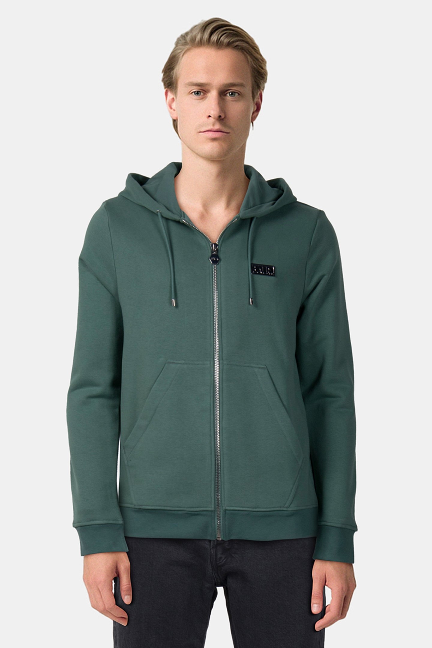 B-SERIES REGULAR FIT ZIP THROUGH HOODIE DARK FOREST 1