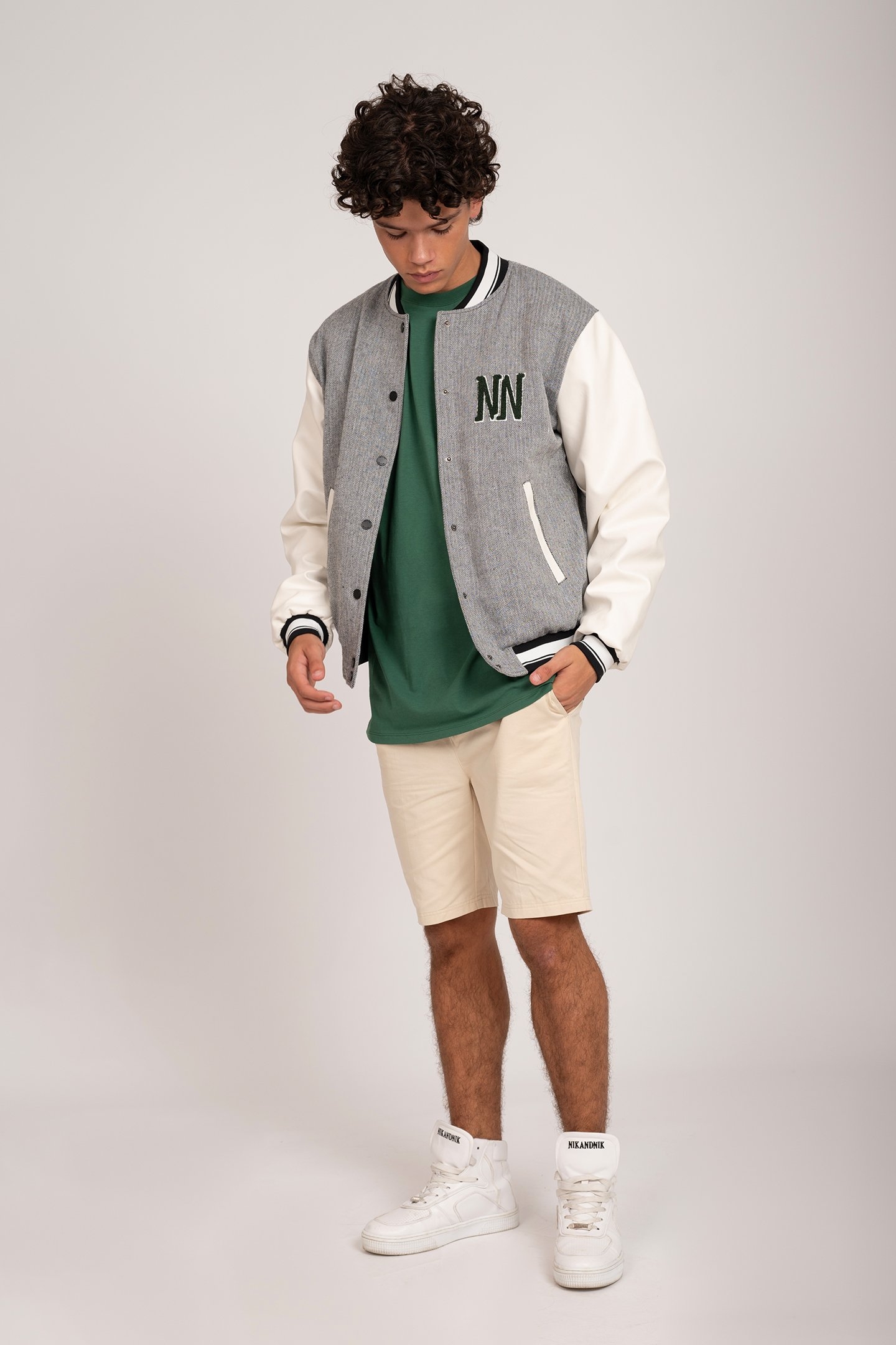 KURT VARSITY JACKET GREY MELANGE 1