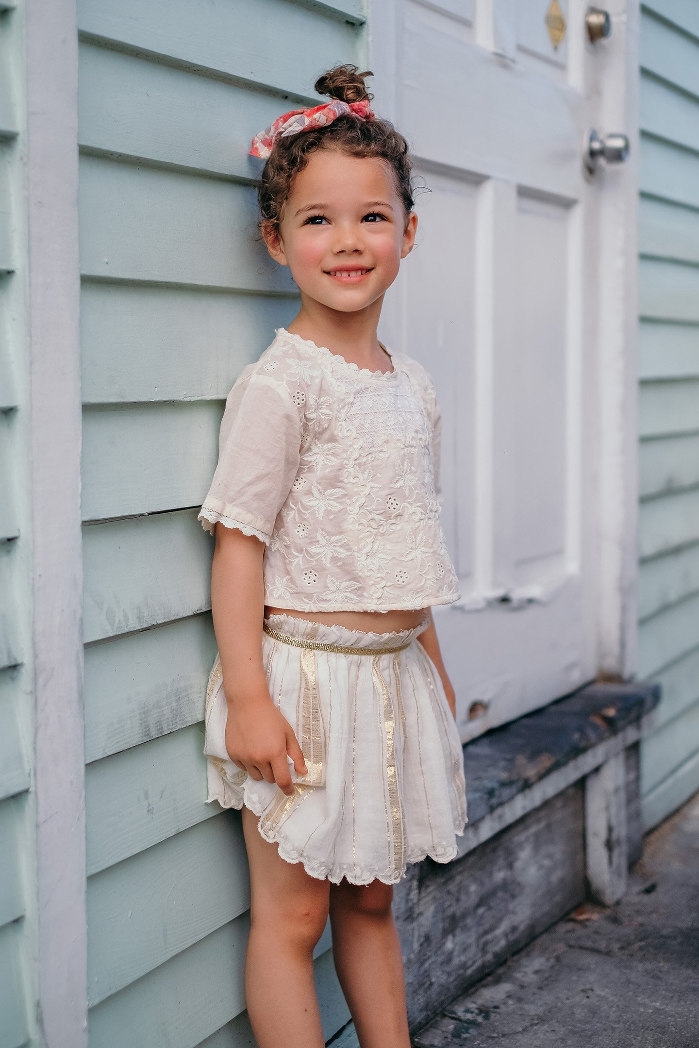 SKIRT SALINA WHITE & GOLD STRIPES 3