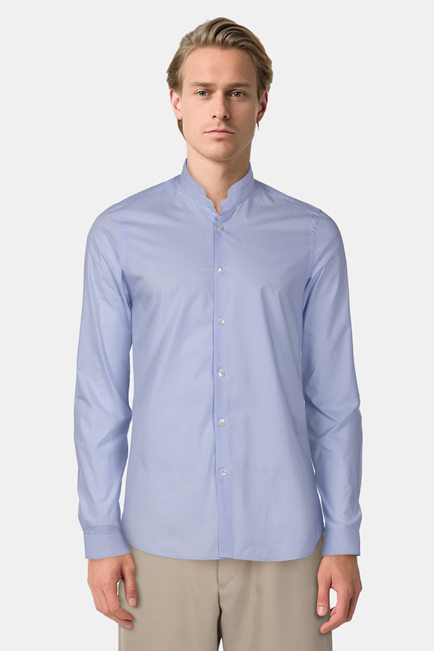 POPLIN SHIRT WITH STANDARD COLLAR BLUE 1