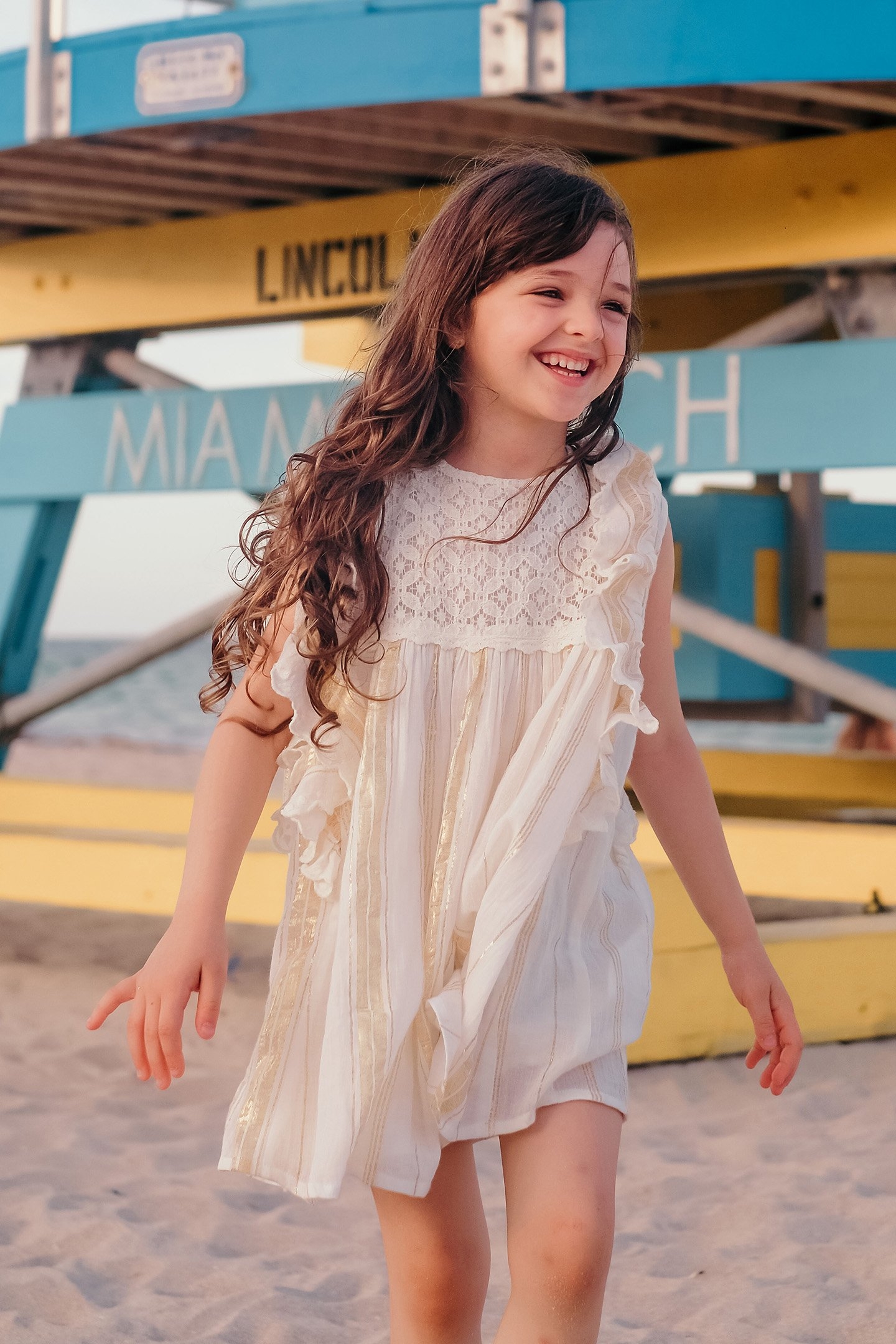 DRESS LYKA WHITE & GOLD STRIPES 6