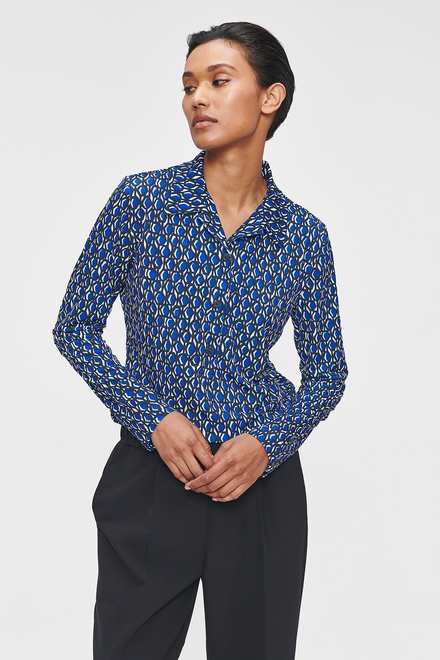 FLUID PRINT POLO TOP BLUE 1