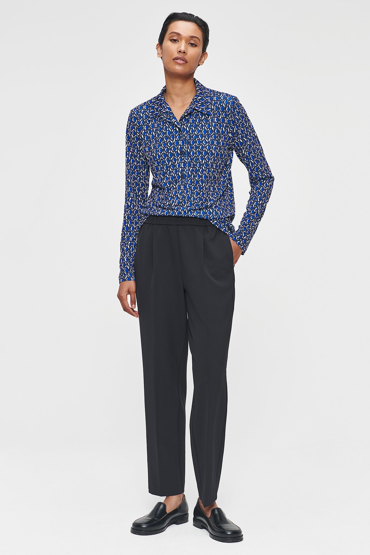 FLUID PRINT POLO TOP BLUE 2