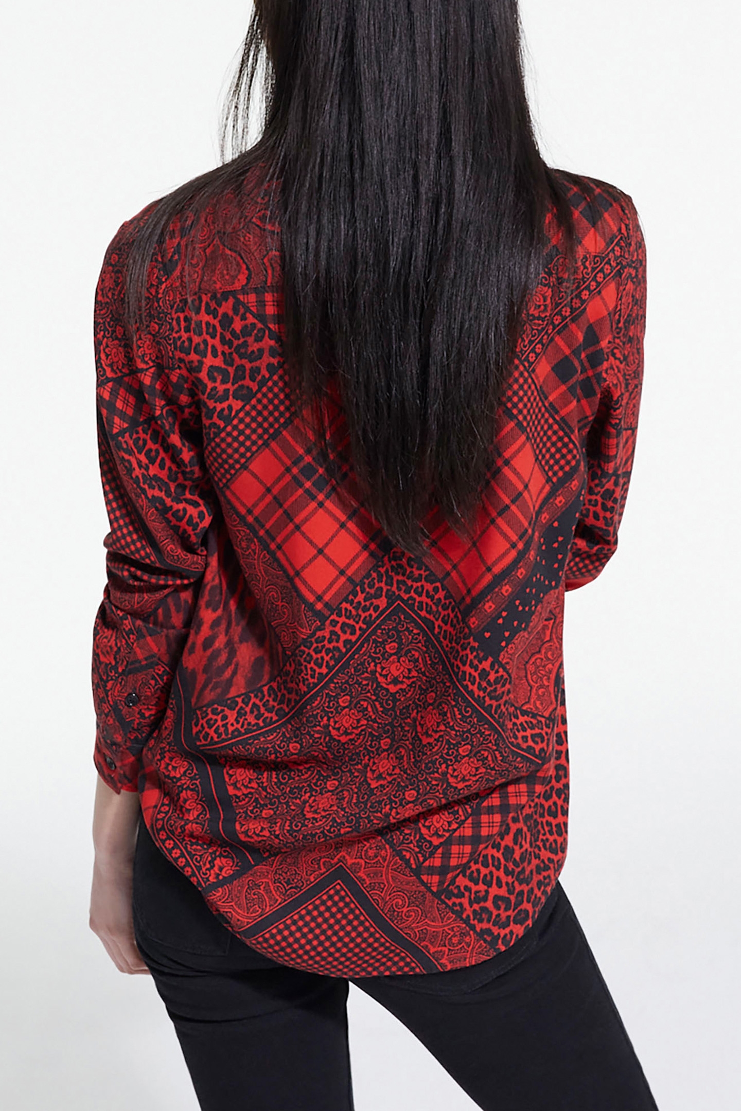 SHIRT WITH BUTTON PLACKET DETAIL RED/BLACK 2
