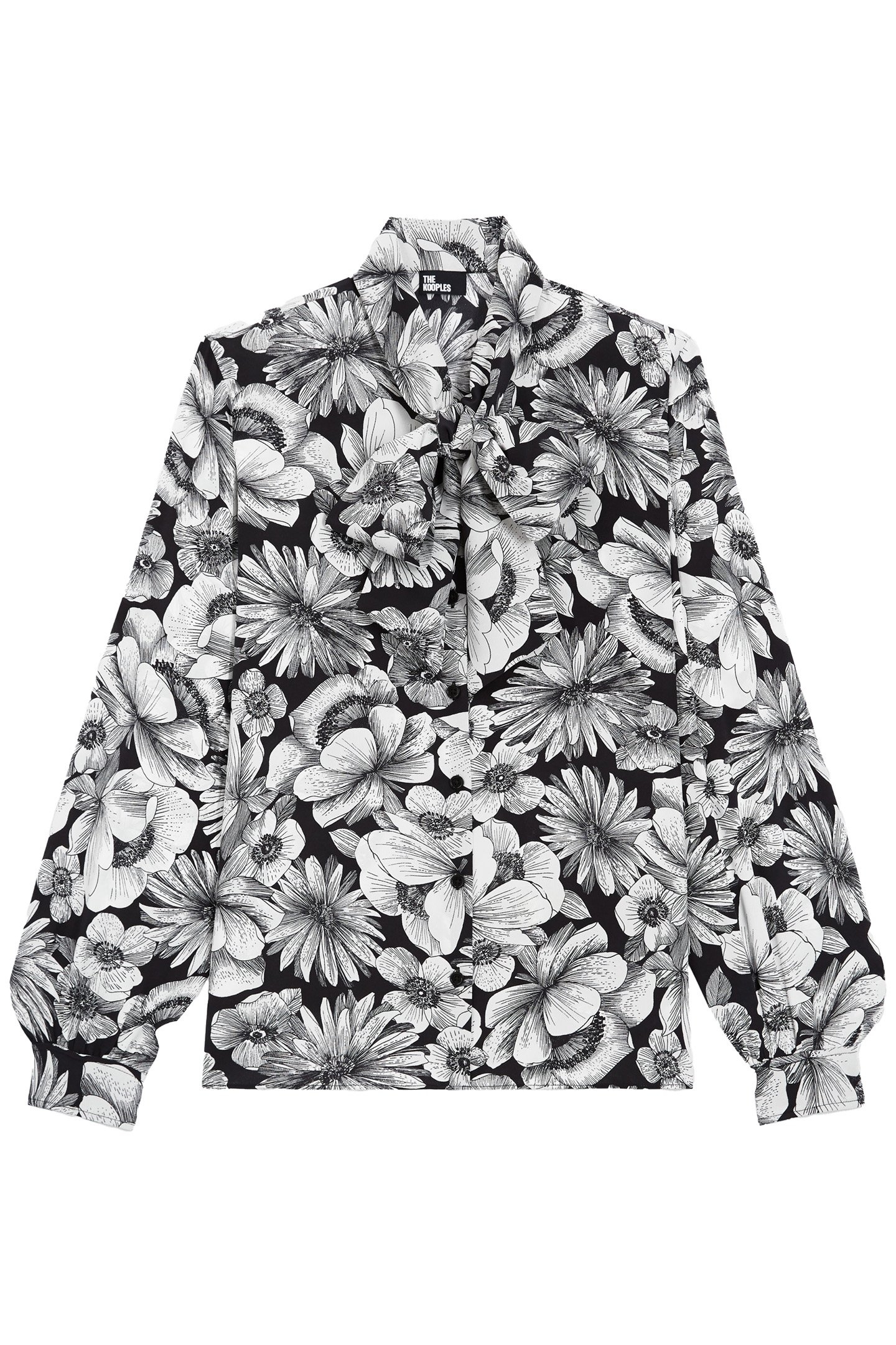 LONG-SLEEVED SHIRT WITH LAVALIERE COLLAR BLACK WHITE 5