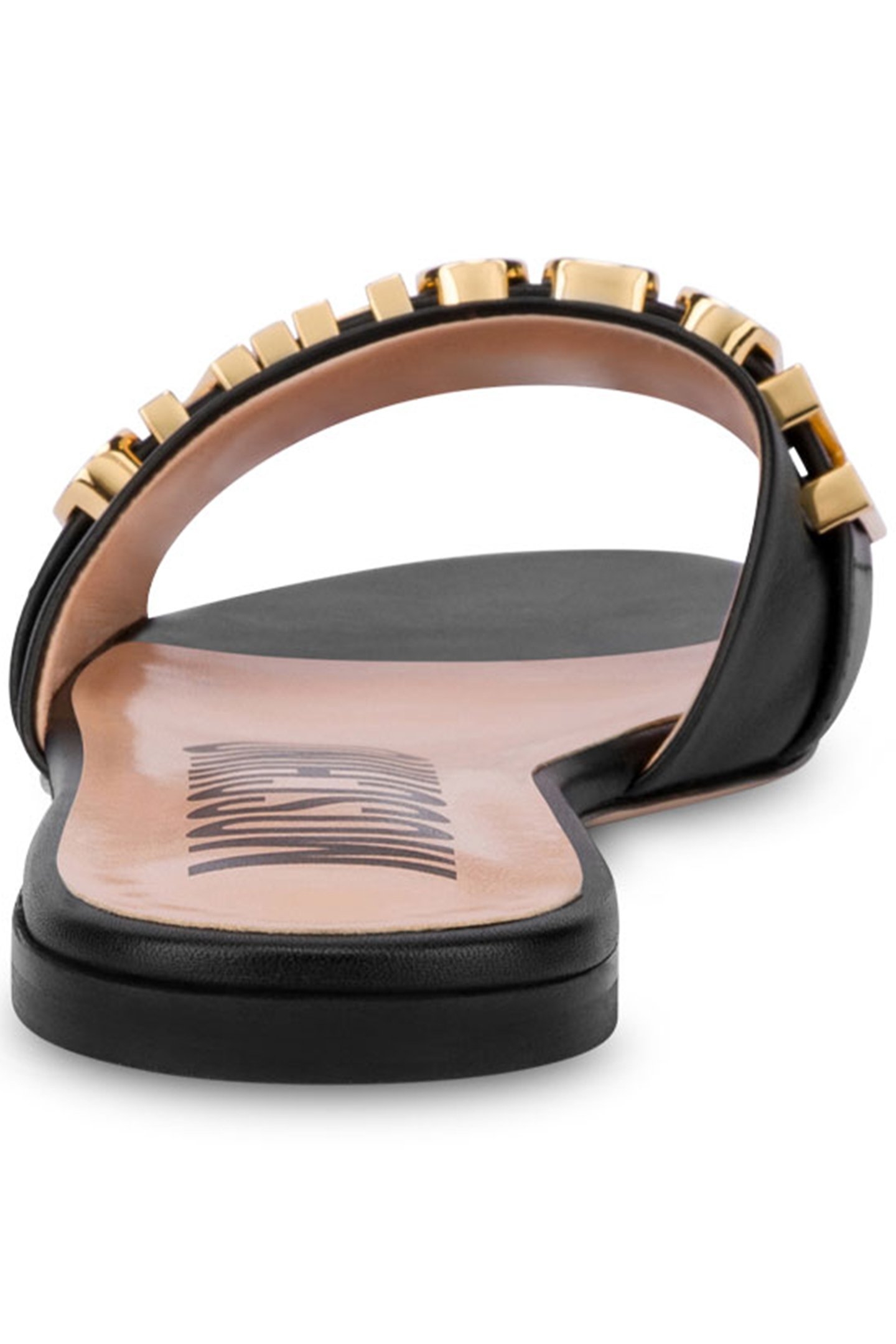 JEWEL LOGO CALFSKIN FLAT SANDALS BLACK 3