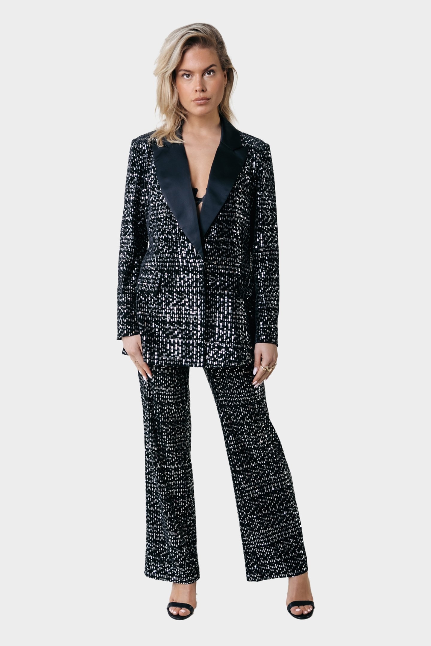 PHIPS SEQUINS STRAIGHT PANTS SILVER GREY 1