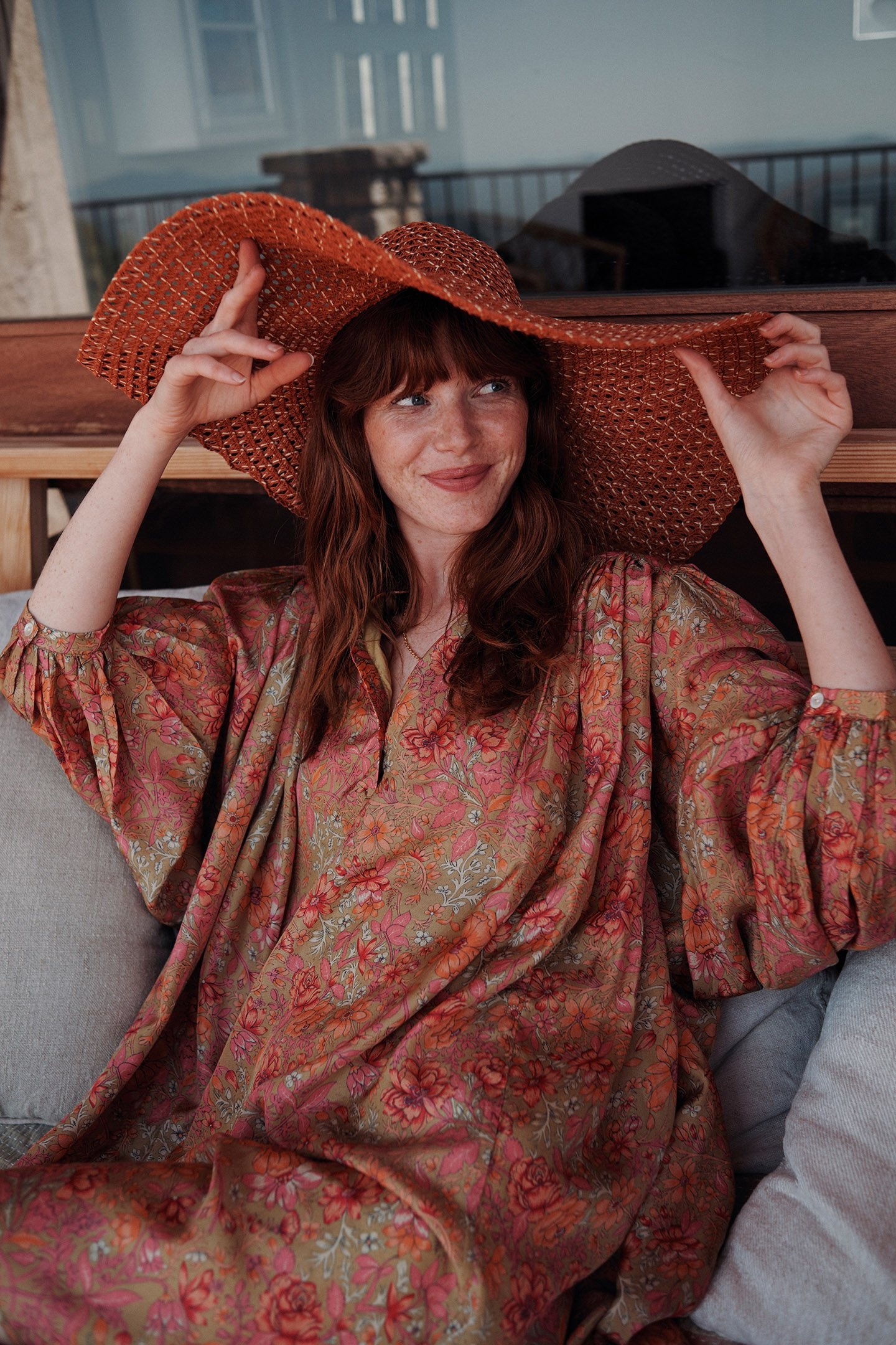 DRESS JEANNETTE KHAKI MULTI FLOWERS 3