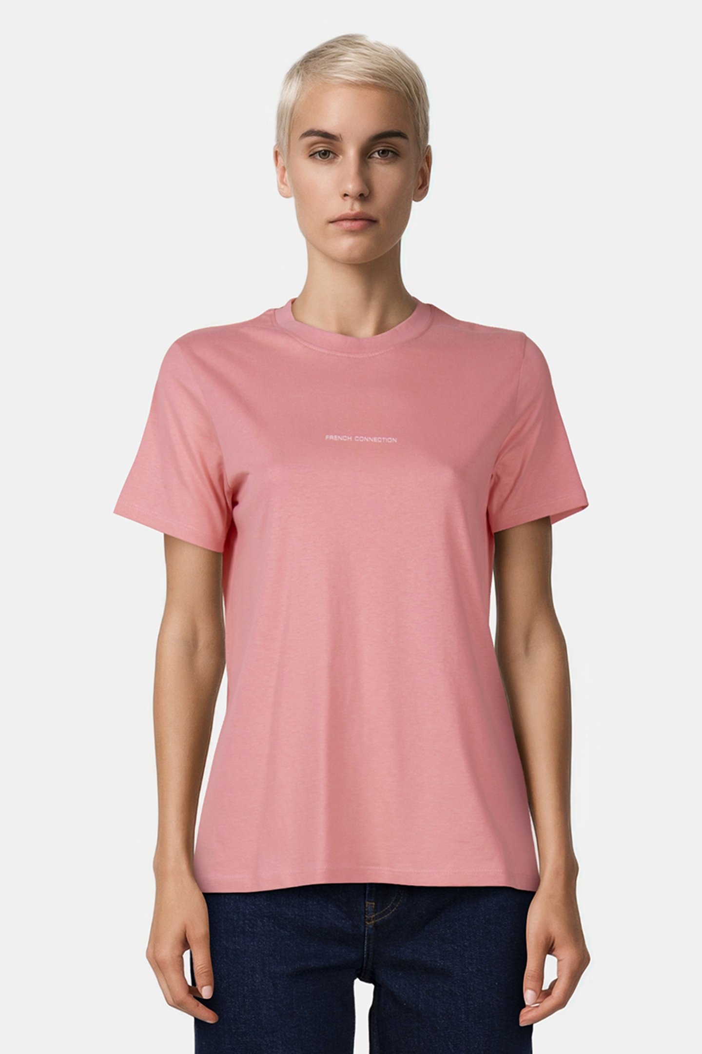 FRENCH CONNECTION TEE WASHED PINK/WHITE 1