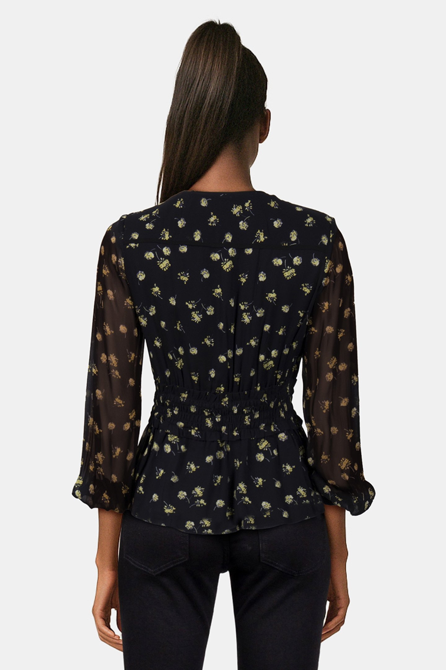 ML TOP TIGHTENED AT THE WAIST WITH BUTTONS BLACK/YELLOW 2