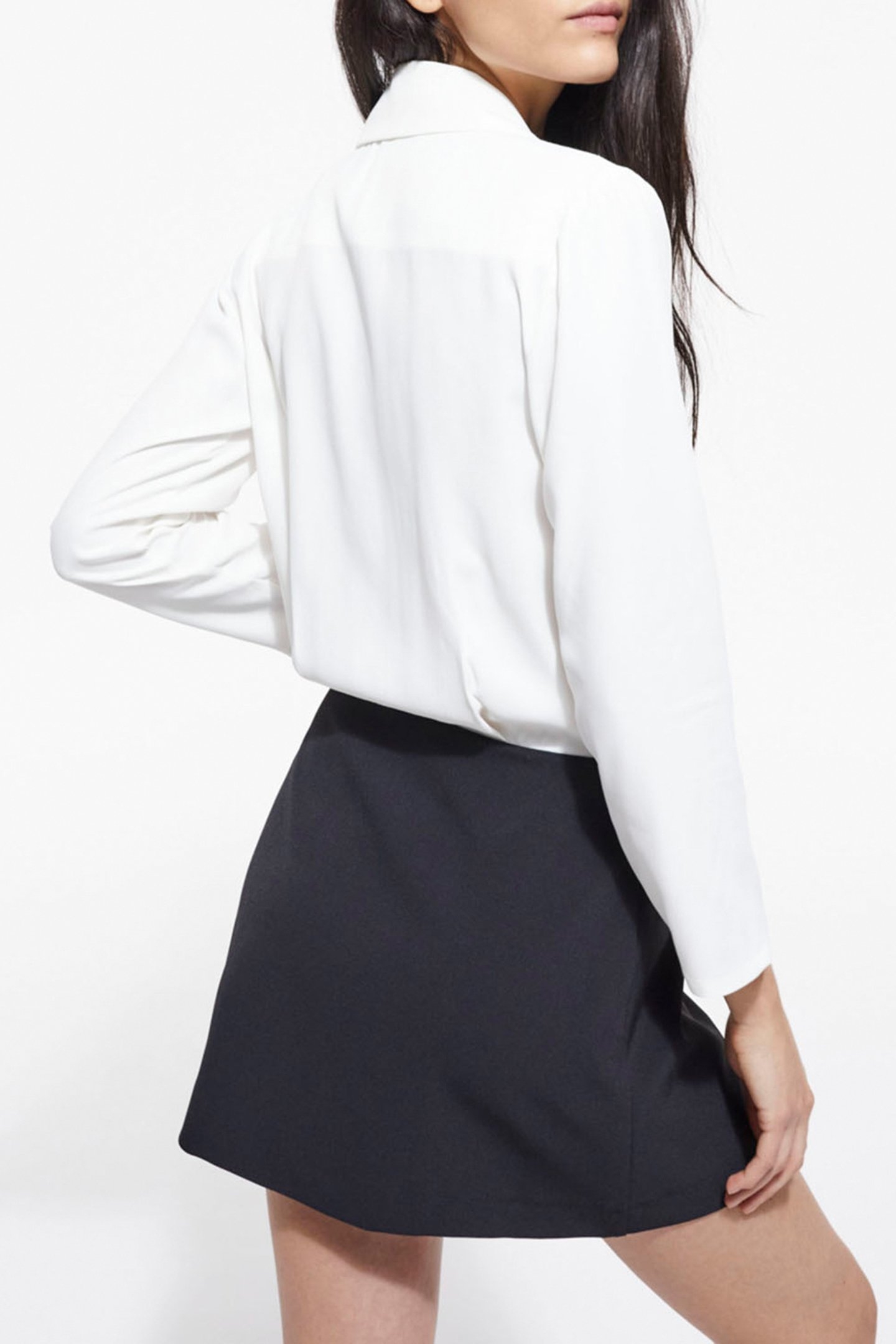 SHORT DRESS WITH SKIRT/BLOUSE DETAIL BLACK WHITE 2