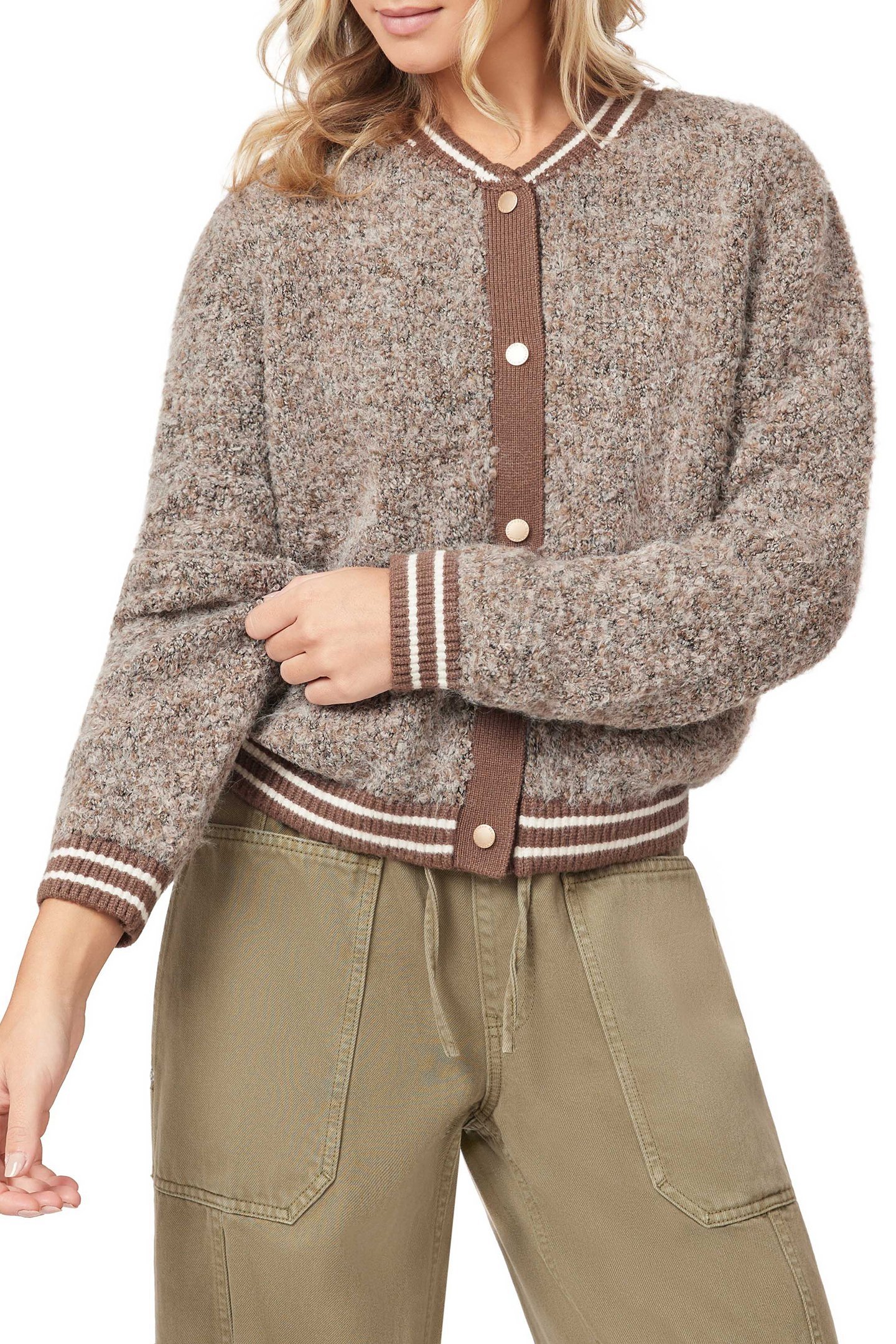 BOUCLE BOMBER JACKET MEDIUM BROWN 4