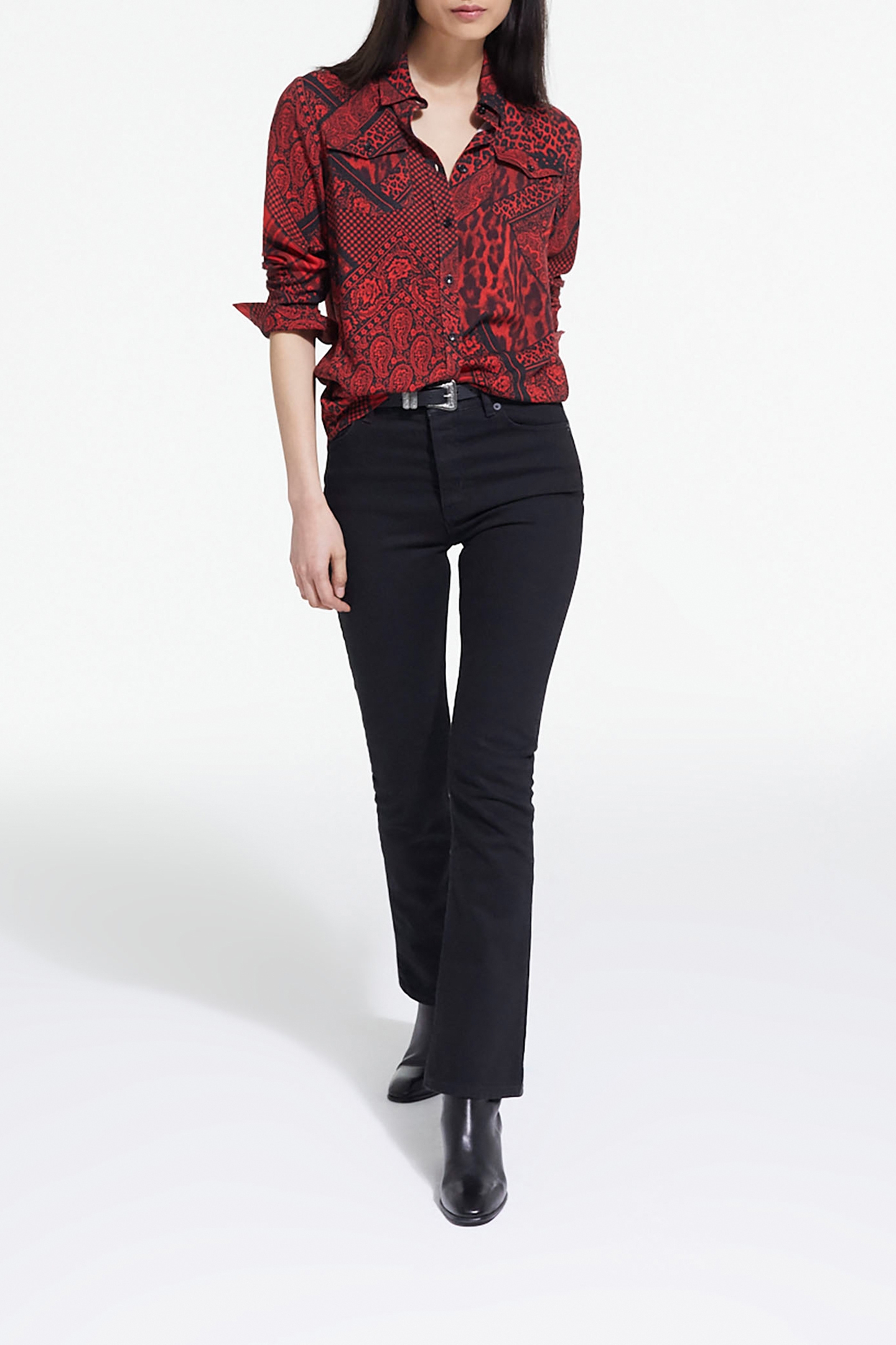SHIRT WITH BUTTON PLACKET DETAIL RED/BLACK 3