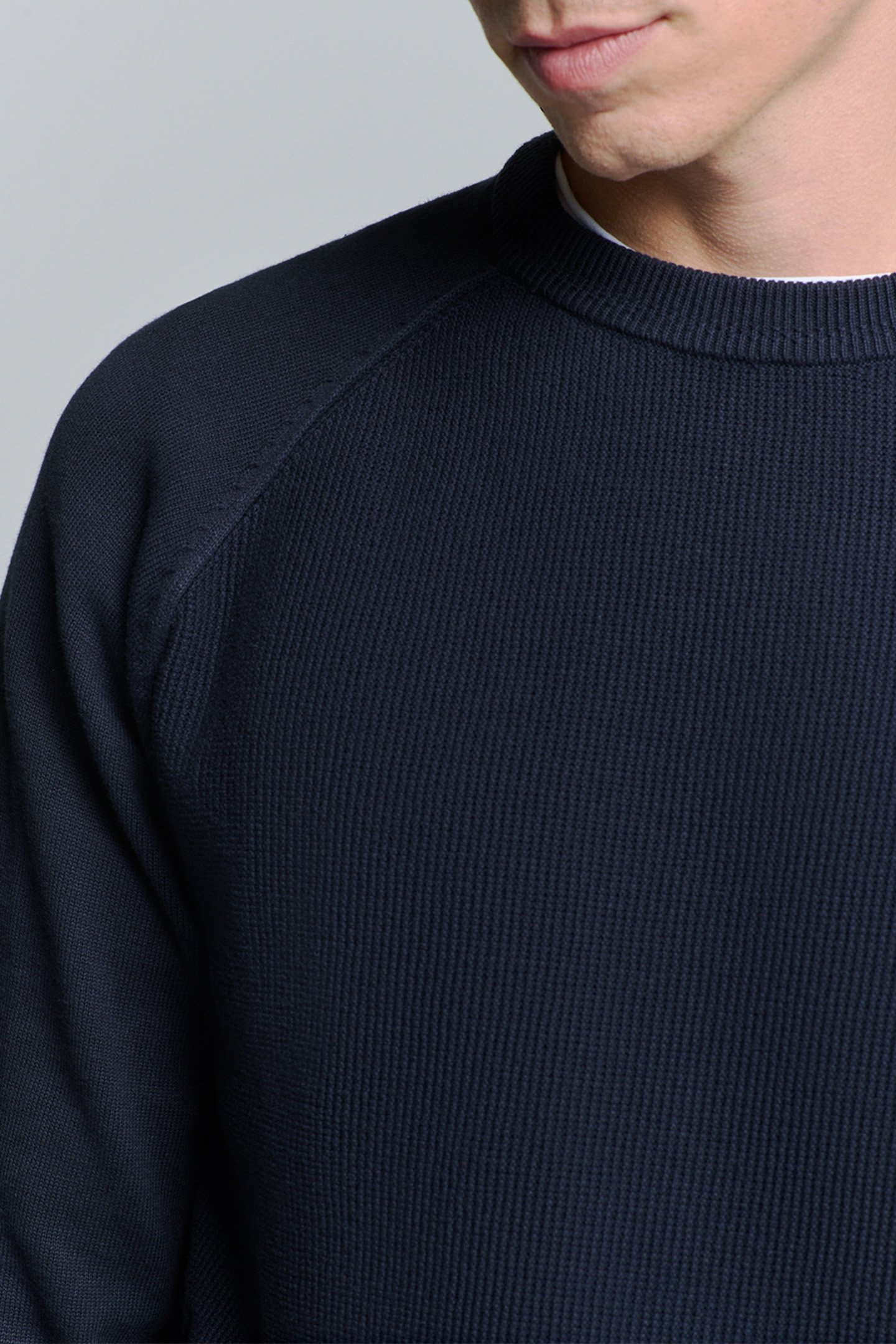 PULLOVER CREWNECK SOLID RELIEF KNIT BLUEBERRY 7