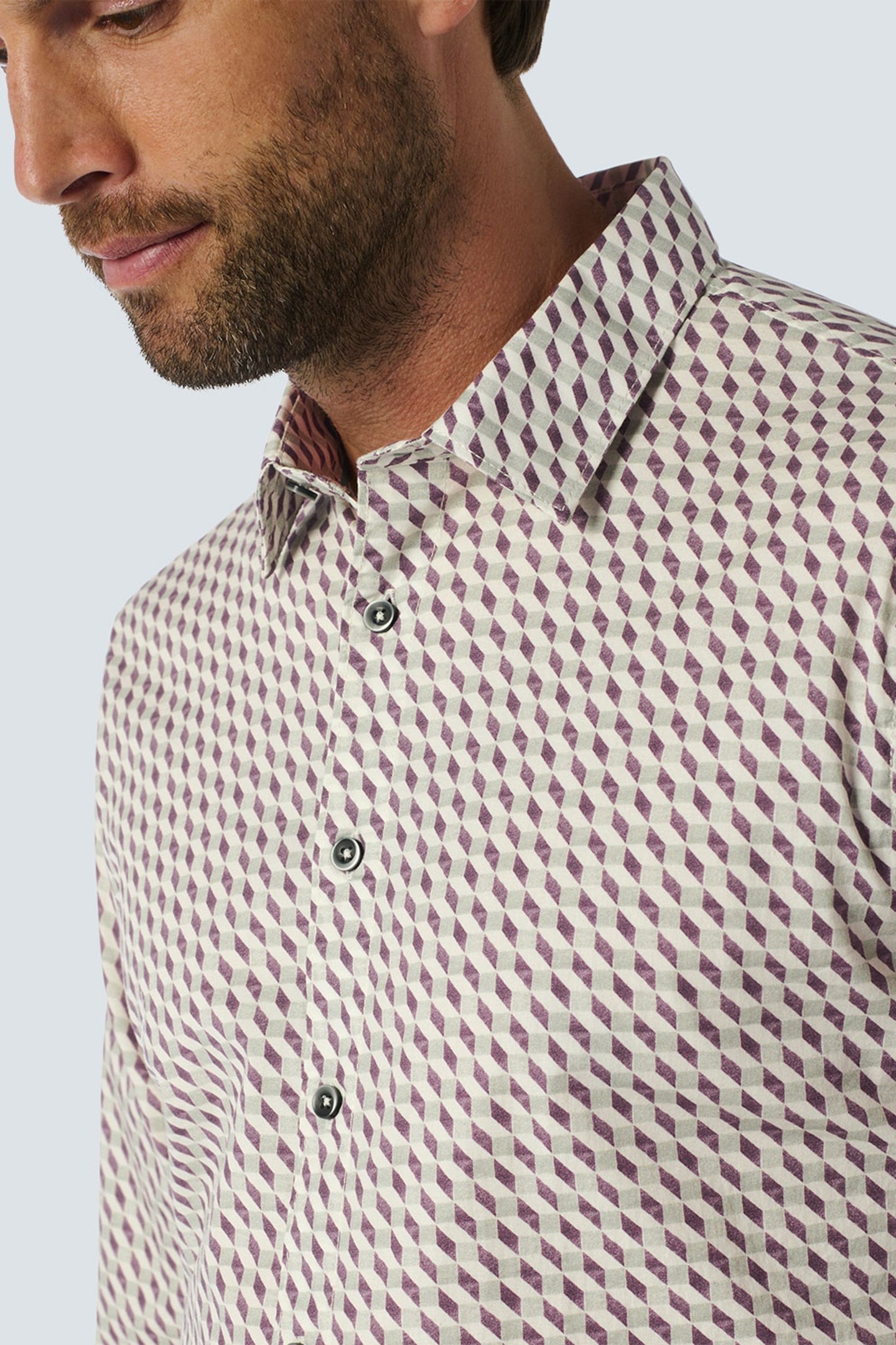 SHIRT STRETCH ALLOVER PRINTED AUBERGINE 6