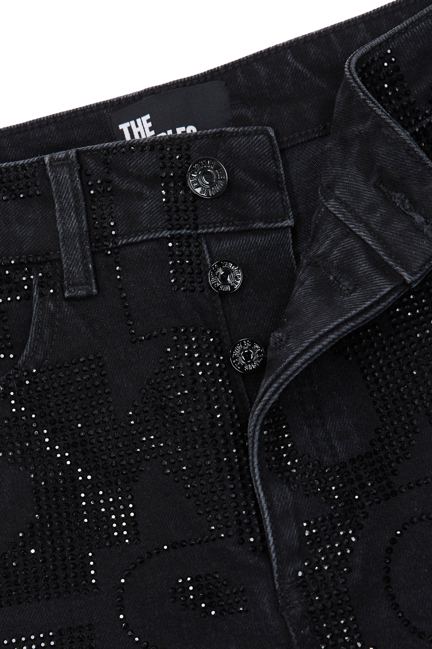 BLACK SLIM JEANS WITH RHINESTONE LOGO 2