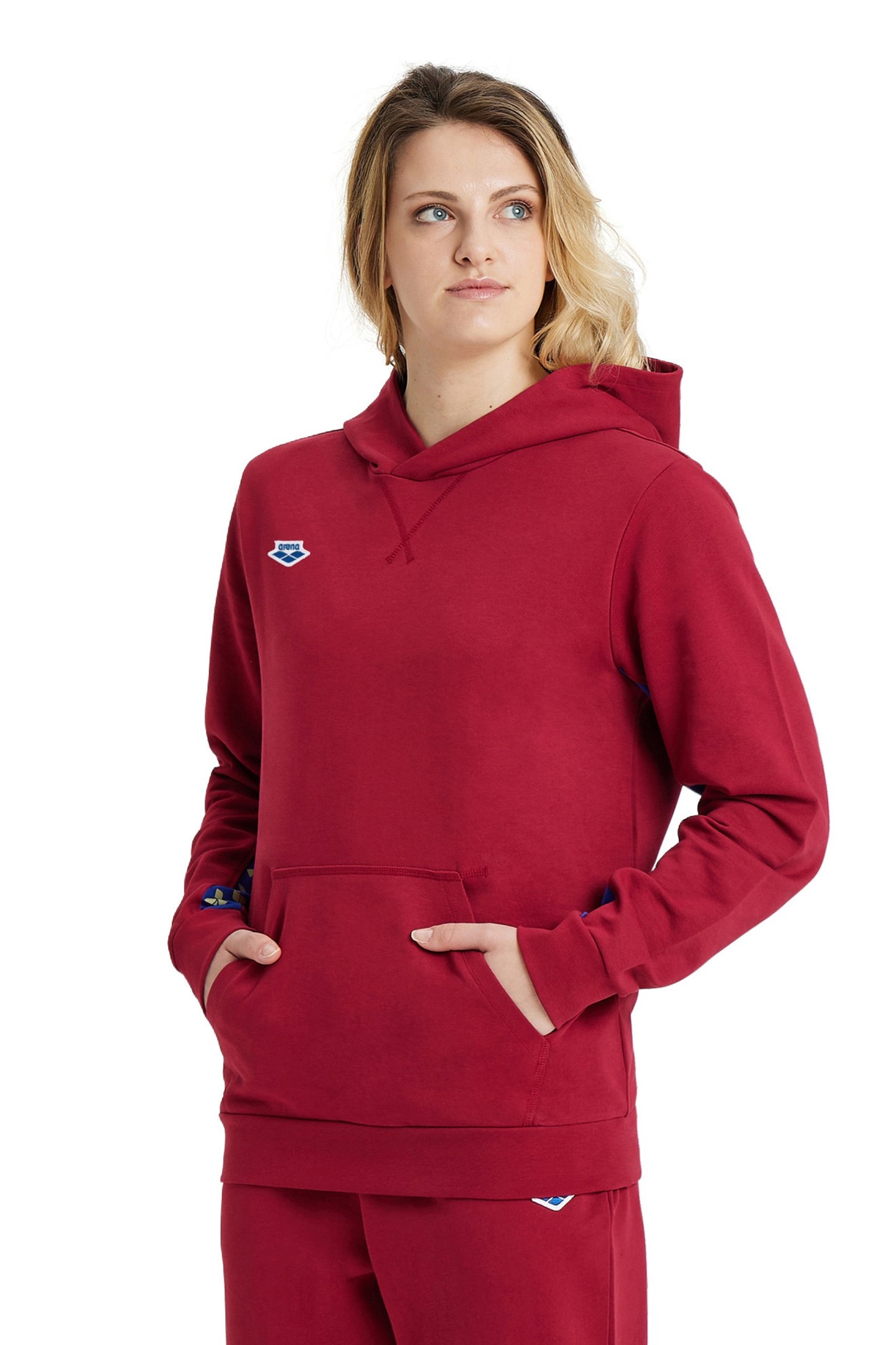 ARENA ICONS HOODED SWEAT SOLID BURGUNDY NEON BLUE BUTTER 2
