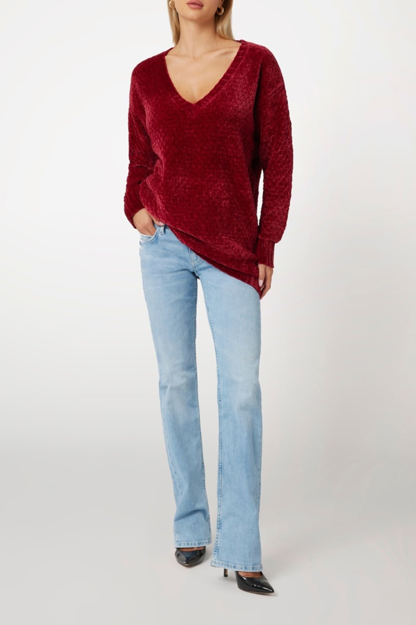 GUESS ECO TALIA LS VN MAXI PUL SIREN RED 3