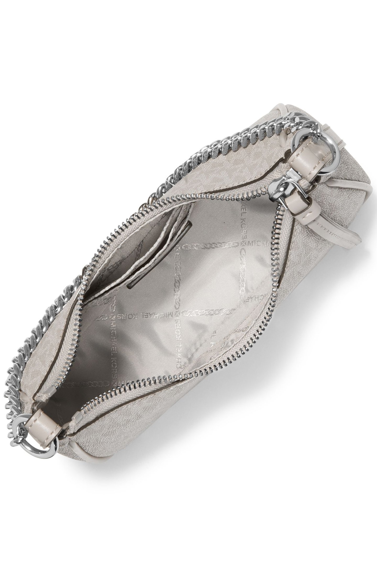 SMALL LEATHER CHAIN POUCHETTE SHOULDER BAG IN GREY 3