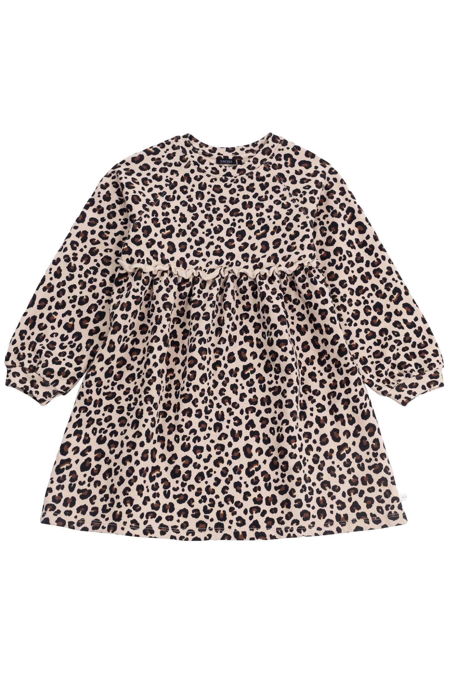 BEIGE LEOPARD PRINT SWEATSHIRT DRESS FOR GIRL 1