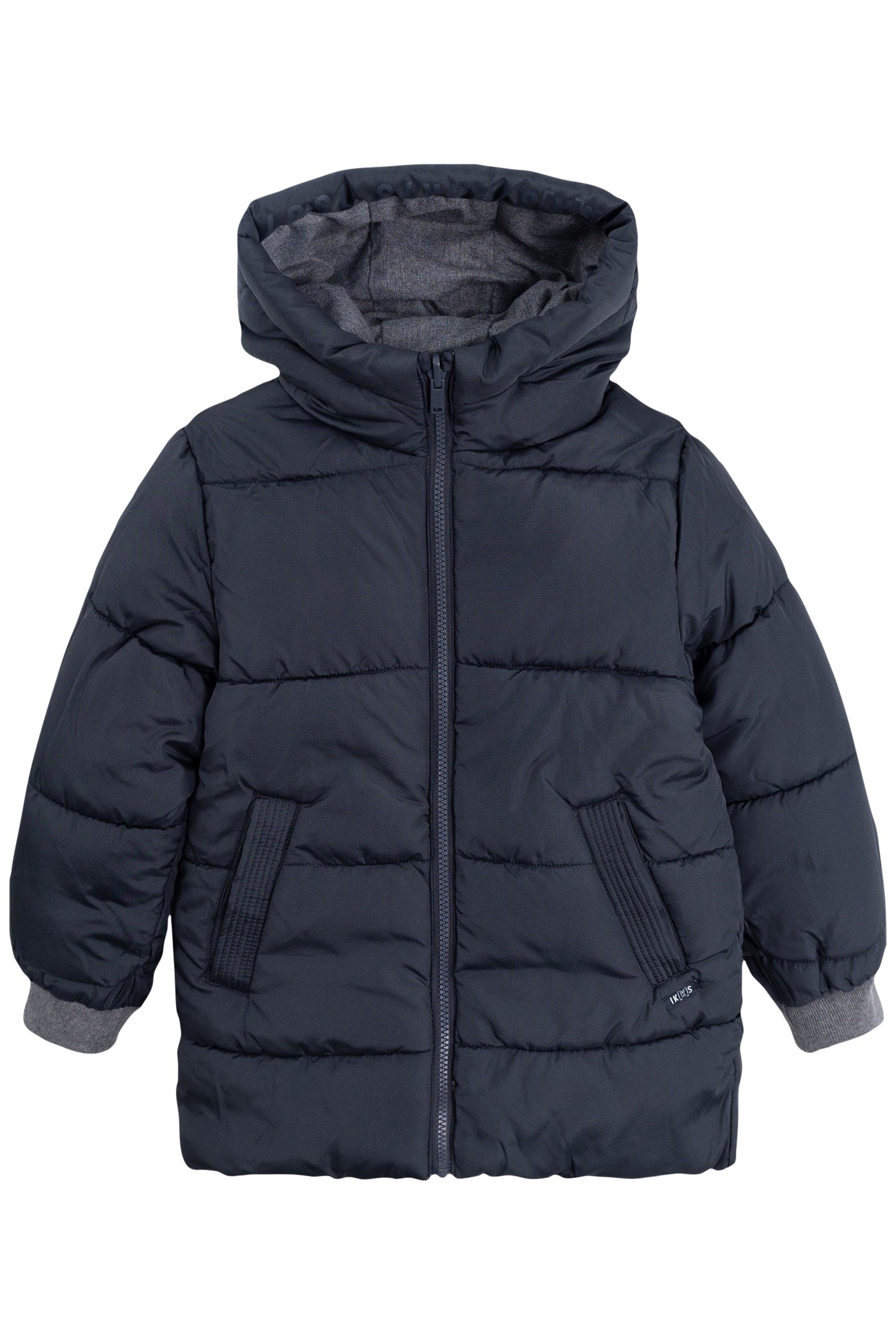 REVERSIBLE LIGHT AND DARK GREY QUILTED PARKA FOR BOYS 1